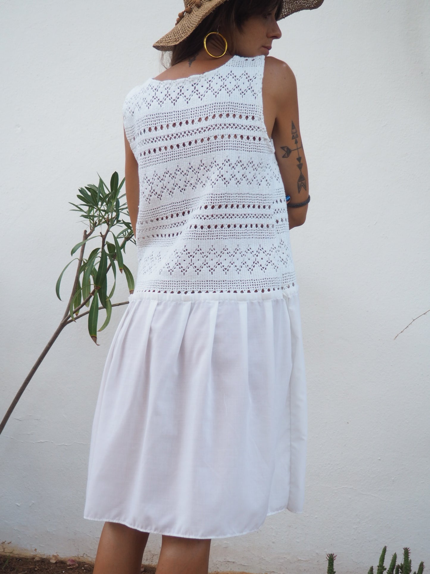 Amazing one off a kind white vintage crochet dress up-cycled by Vagabond Ibiza