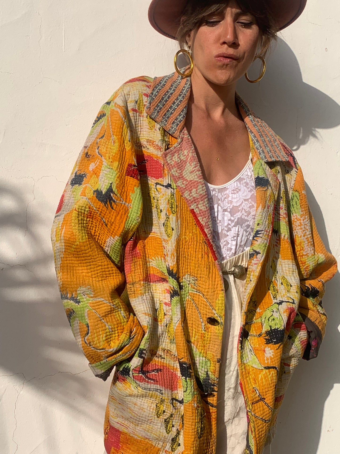 colourful waistcoat, Vintage Crochet Jacket, up cycled jacket , handmade jacket, striped jacket , vintage jacket, 1970s jacket , long waistcoat, slow fashion , sustainable fashion, vintage shop, ibiza vintage shop, ibiza style, bohemian jacket, boho jacket, colourful jacket, festival jacket, hippie style, 70s clothing, original vintage, recycled fashion brand, sustainable fashion brand, slow fashion brand, rainbow fashion, knitted jacket, woven jacket, winter jacket, crochet jumper, vintage fashion, 