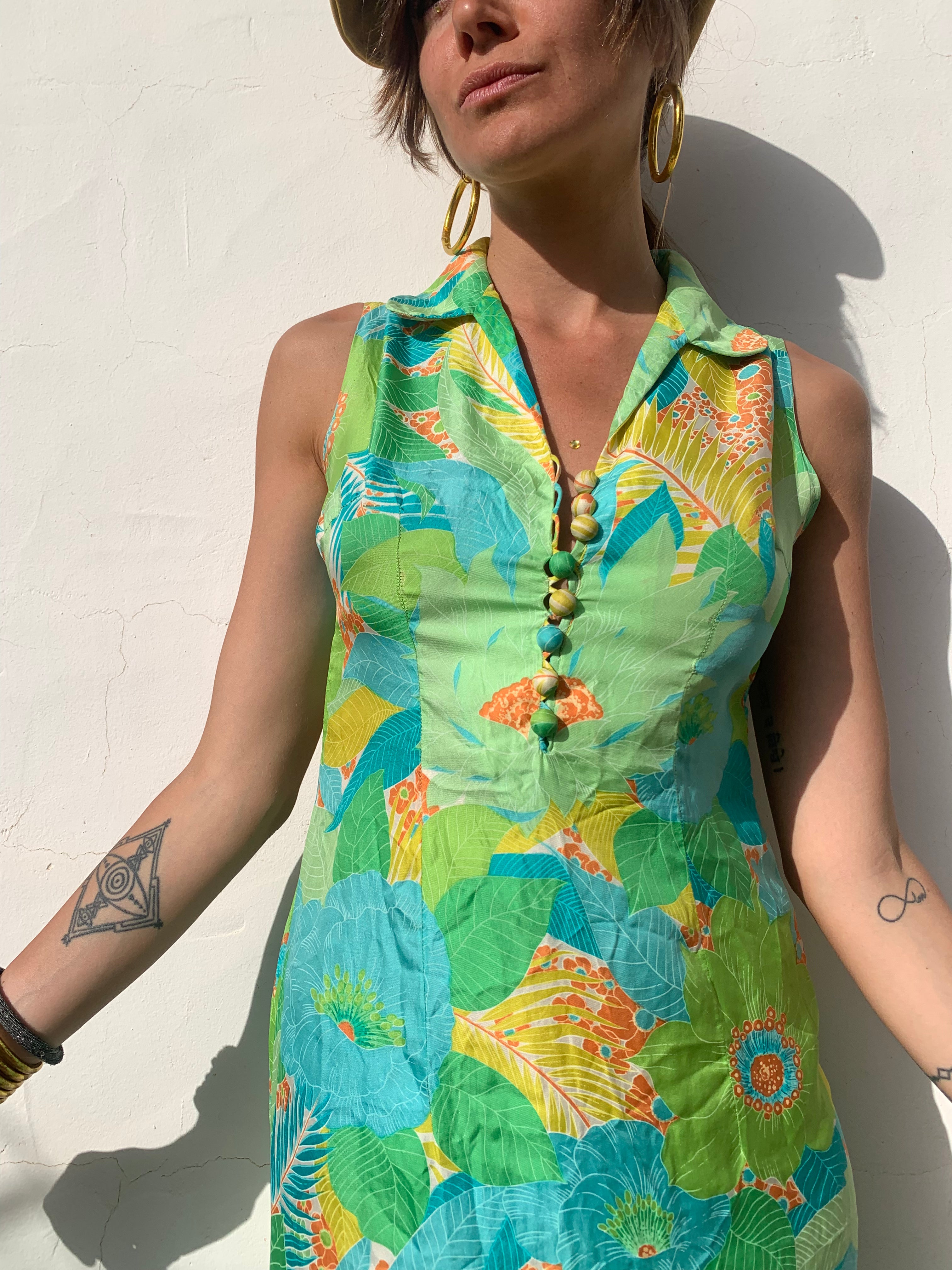 Stunning Vintage luxury silk printed floral dress – Vagabond Ibiza