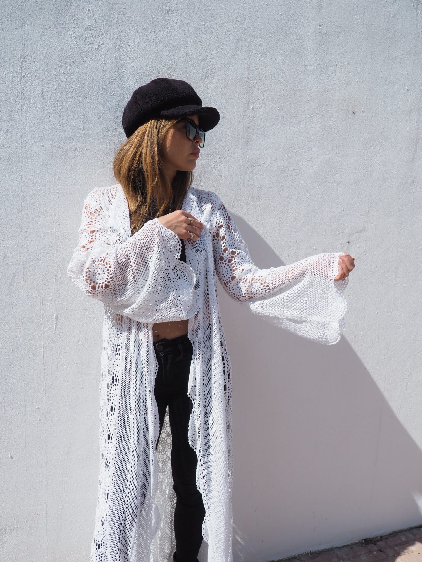 Vintage handmade cotton crochet jacket up-cycled by vagabond ibiza