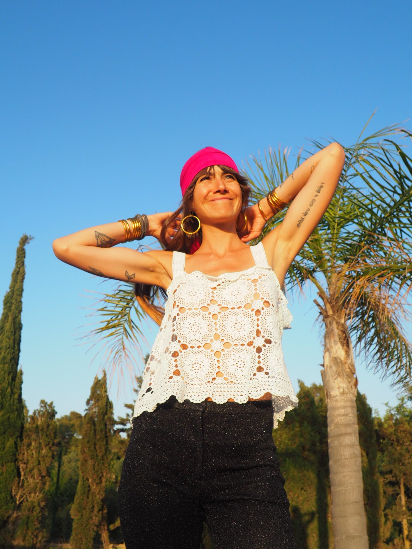 Antique vintage handmade white lace crochet crop top up-cycled by Vagabond Ibiza