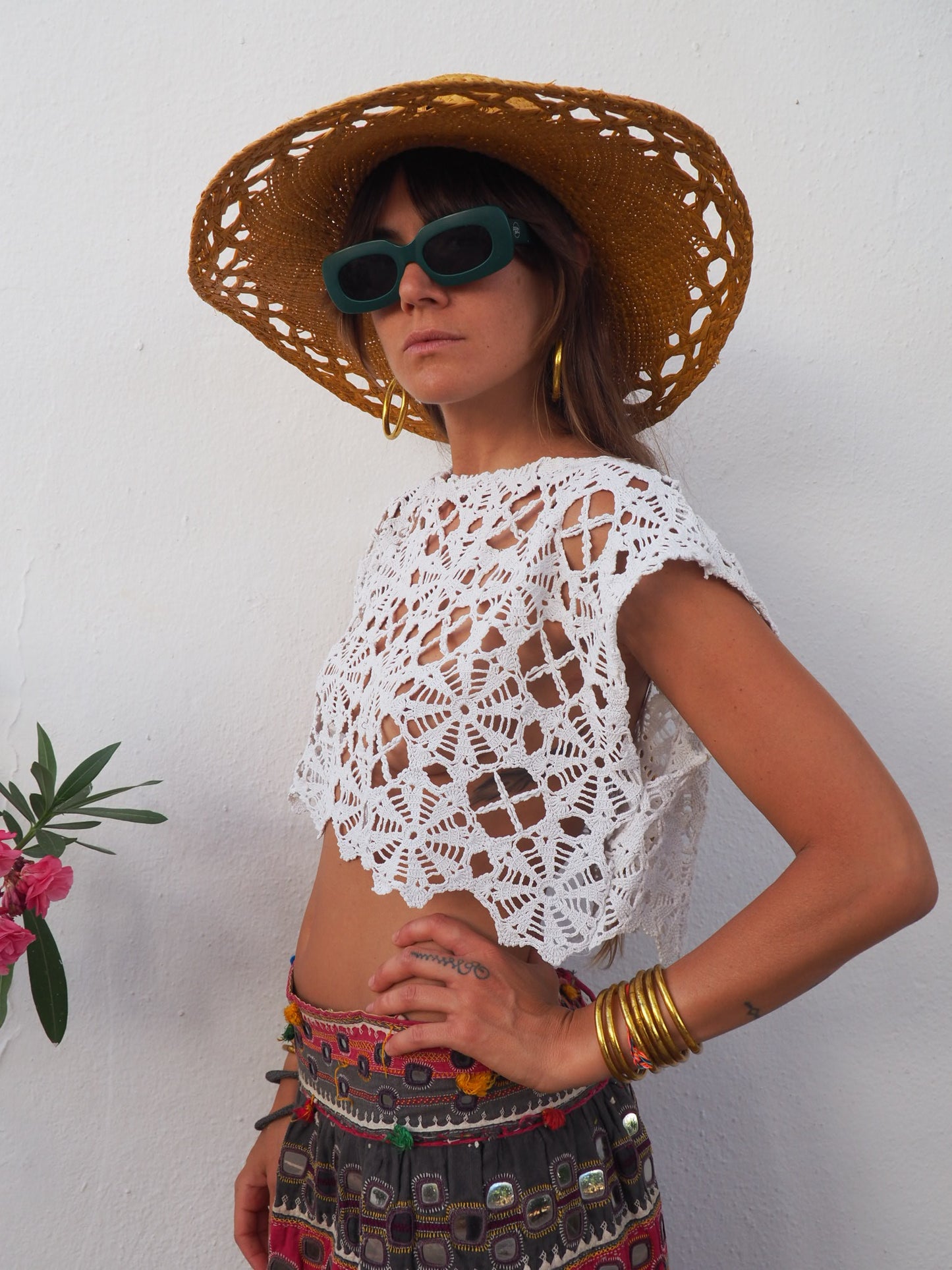 Amazing one off a kind white vintage crochet lace top up-cycled by Vagabond Ibiza