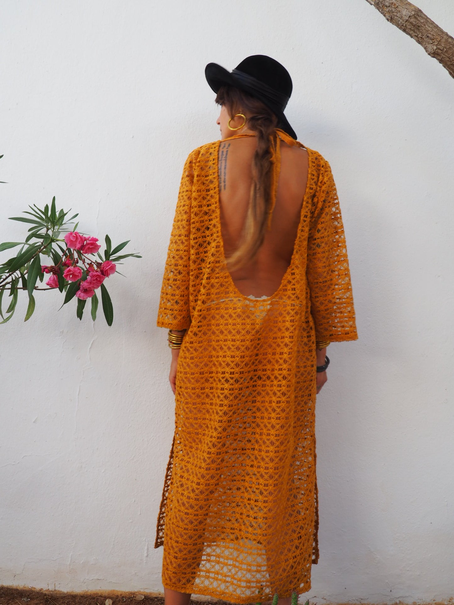 Vintage textiles dress up-cycled by Vagabond Ibiza