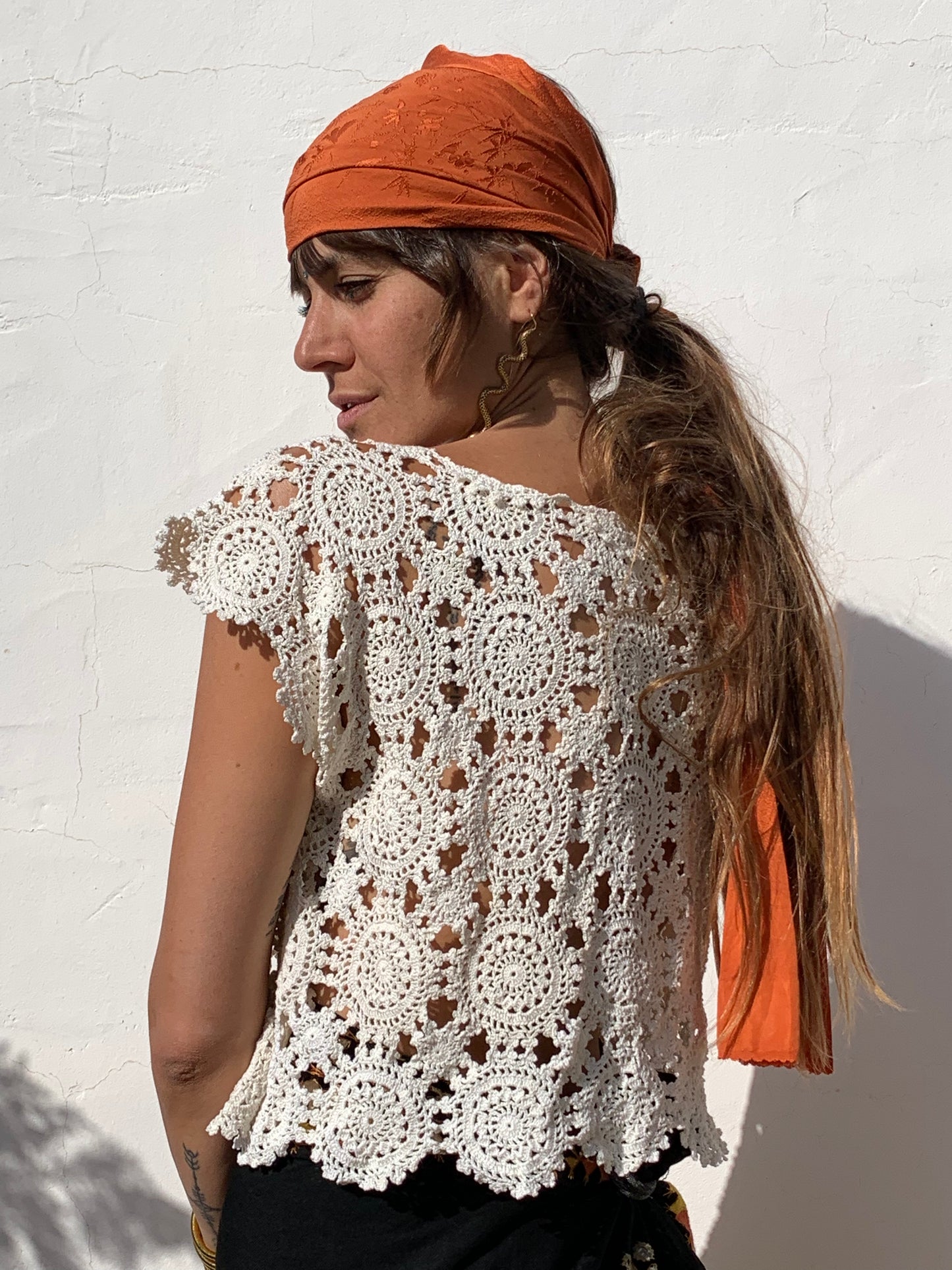 Antique details handmade lace up-cycled top made in Ibiza | Vagabond Ibiza