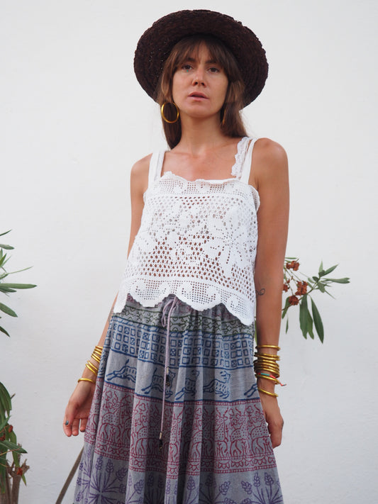 Amazing one off a kind white vintage crochet lace top up-cycled by Vagabond Ibiza