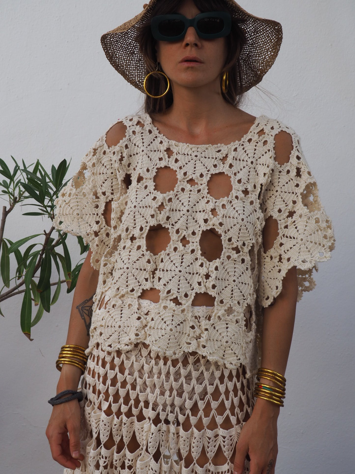 Amazing one of a kind cream vintage crochet lace top up-cycled by Vagabond Ibiza