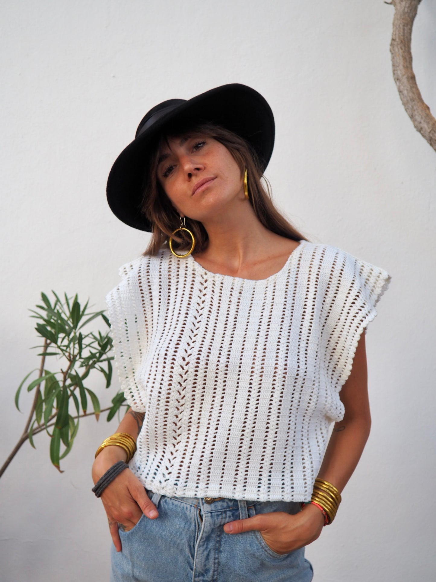 Amazing one off a kind white vintage crochet lace top up-cycled by Vagabond Ibiza
