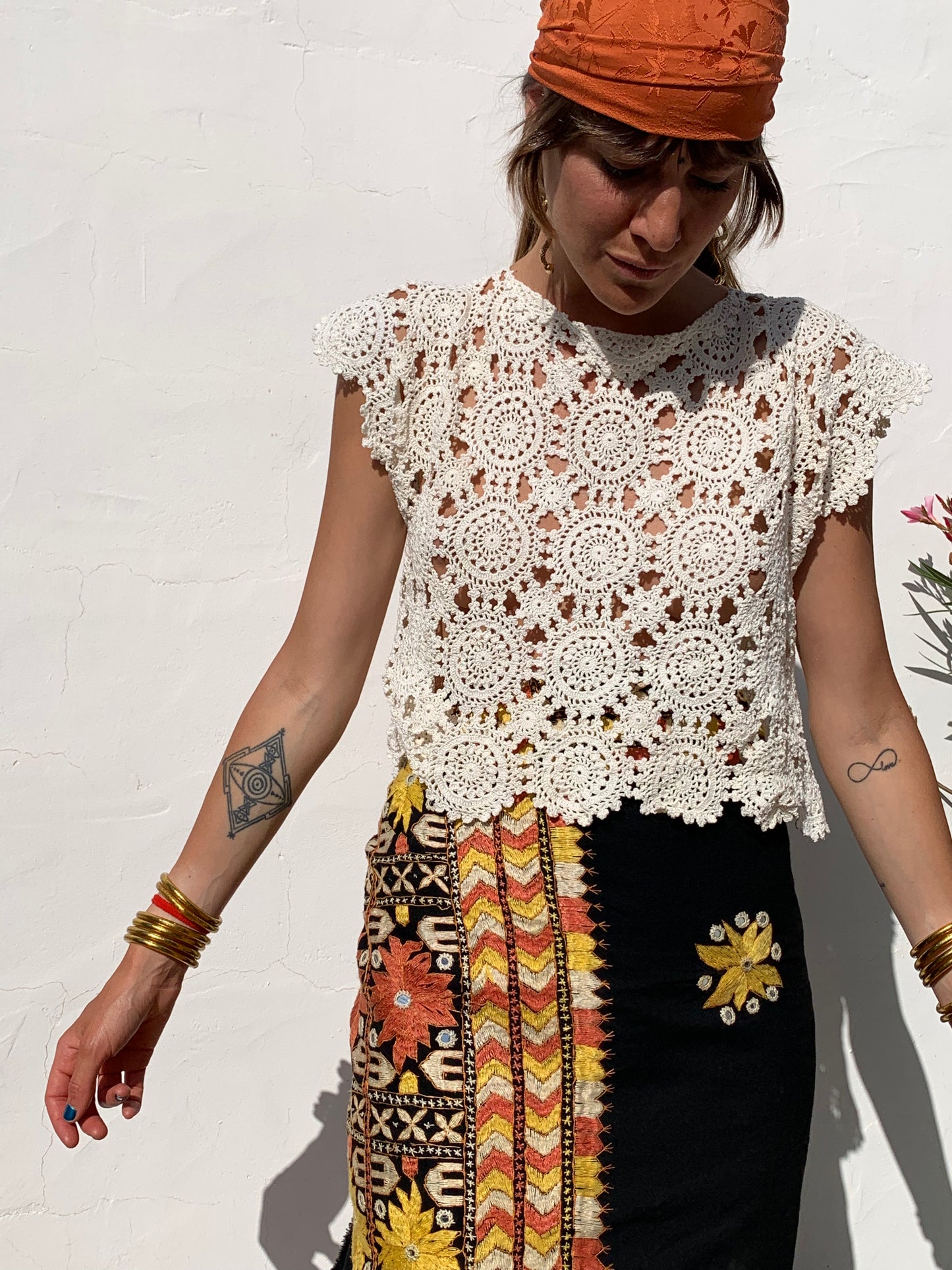 Antique details handmade lace up-cycled top made in Ibiza | Vagabond Ibiza