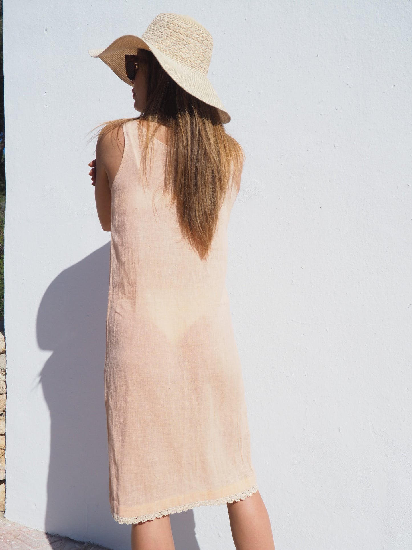 Vintage cotton slip dress in pale pink