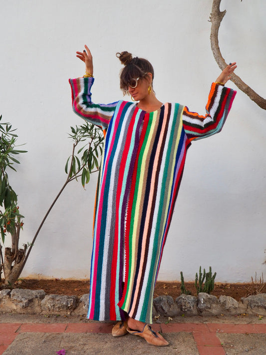 Amazing vintage 1970’s wool striped rainbow jacket up-cycled