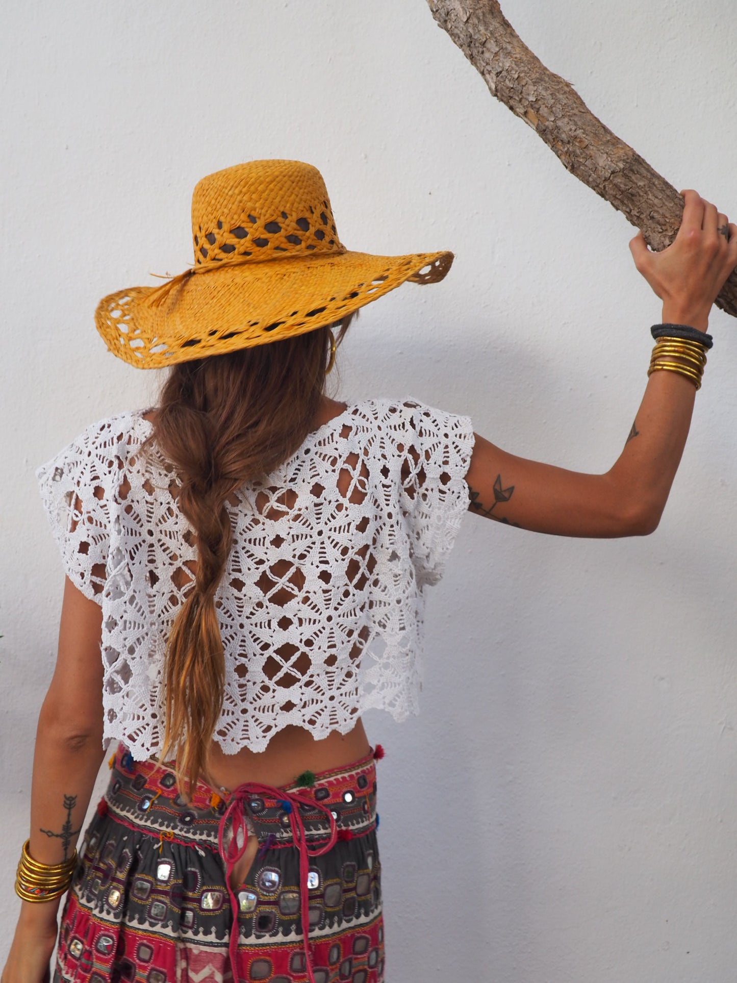 Amazing one off a kind white vintage crochet lace top up-cycled by Vagabond Ibiza