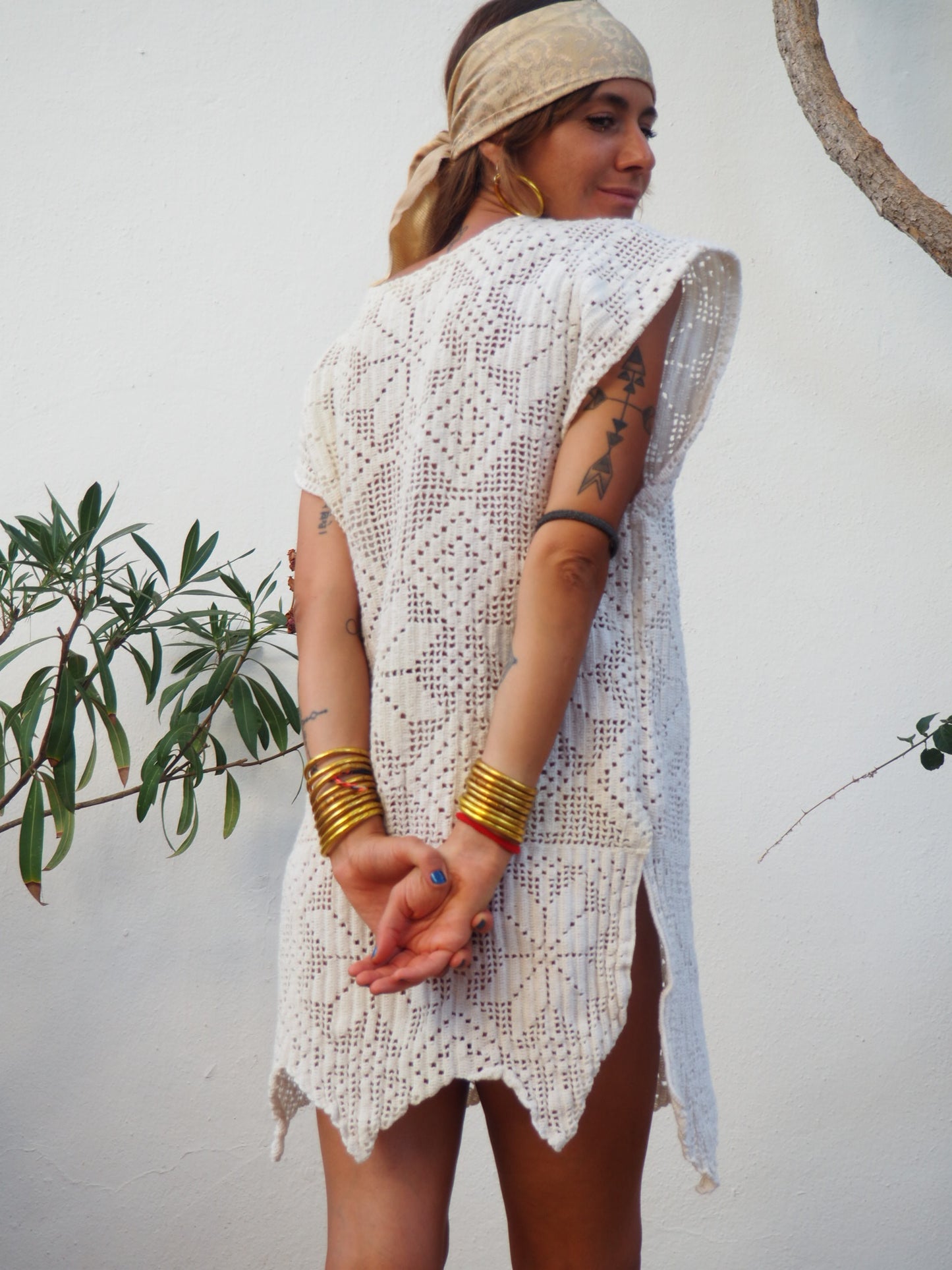 Amazing one off a kind white vintage crochet dress up-cycled by Vagabond Ibiza