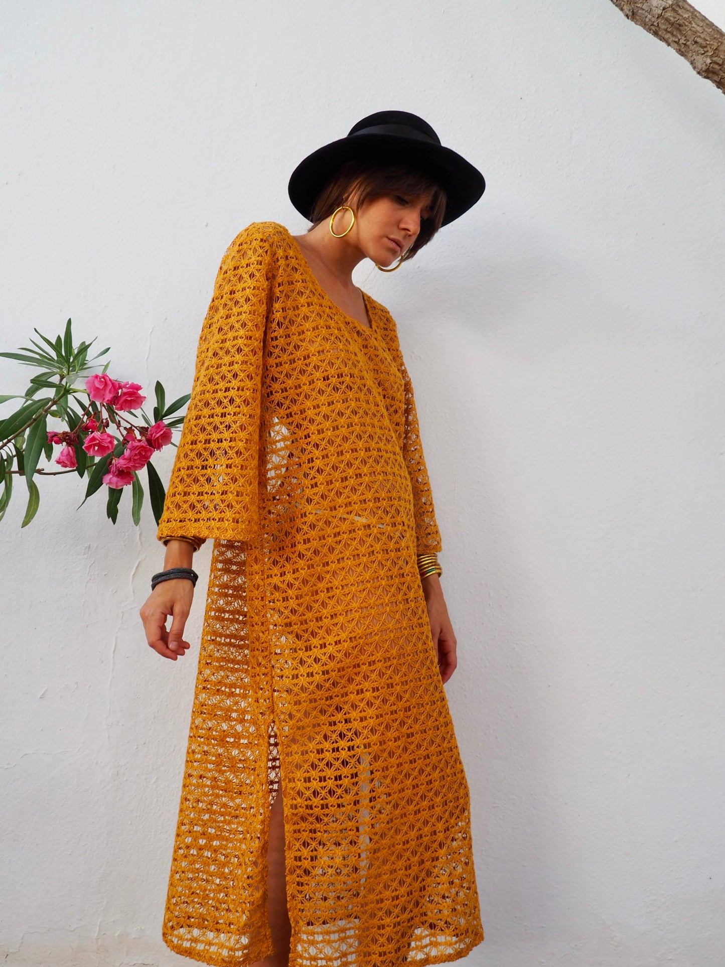 Vintage textiles dress up-cycled by Vagabond Ibiza