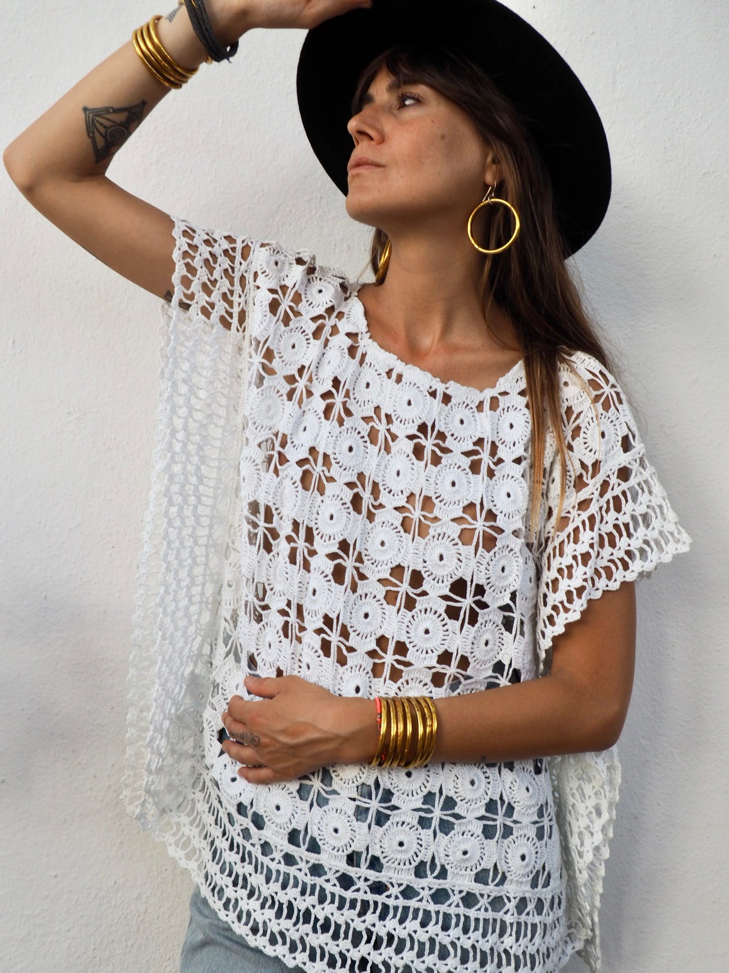 Amazing one off a kind white vintage crochet lace top up-cycled by Vagabond Ibiza