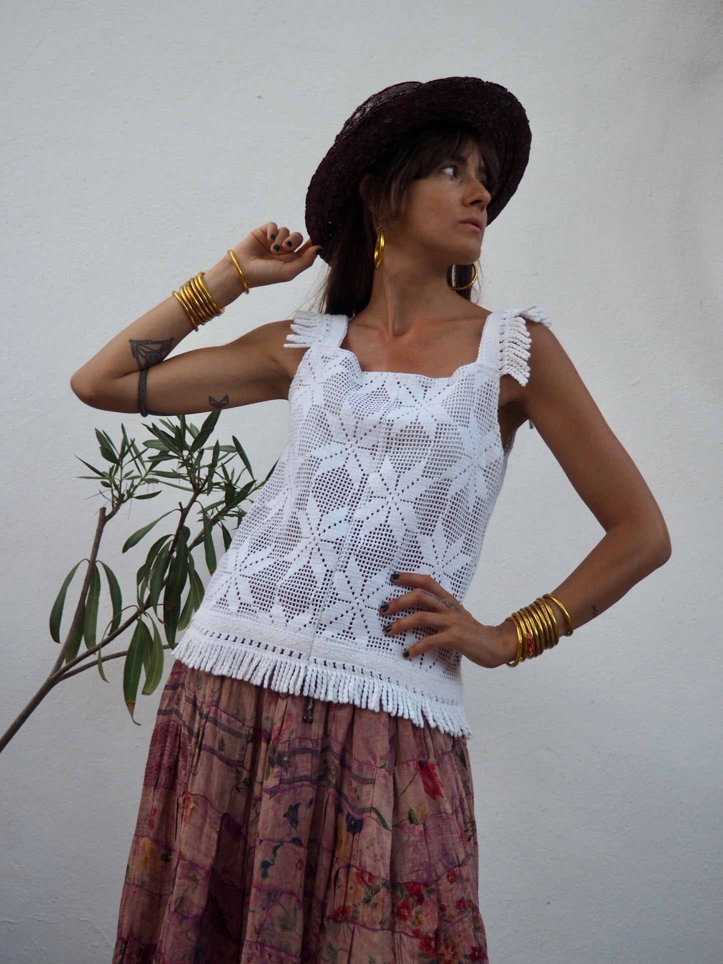 Amazing one off a kind white vintage crochet lace top up-cycled by Vagabond Ibiza