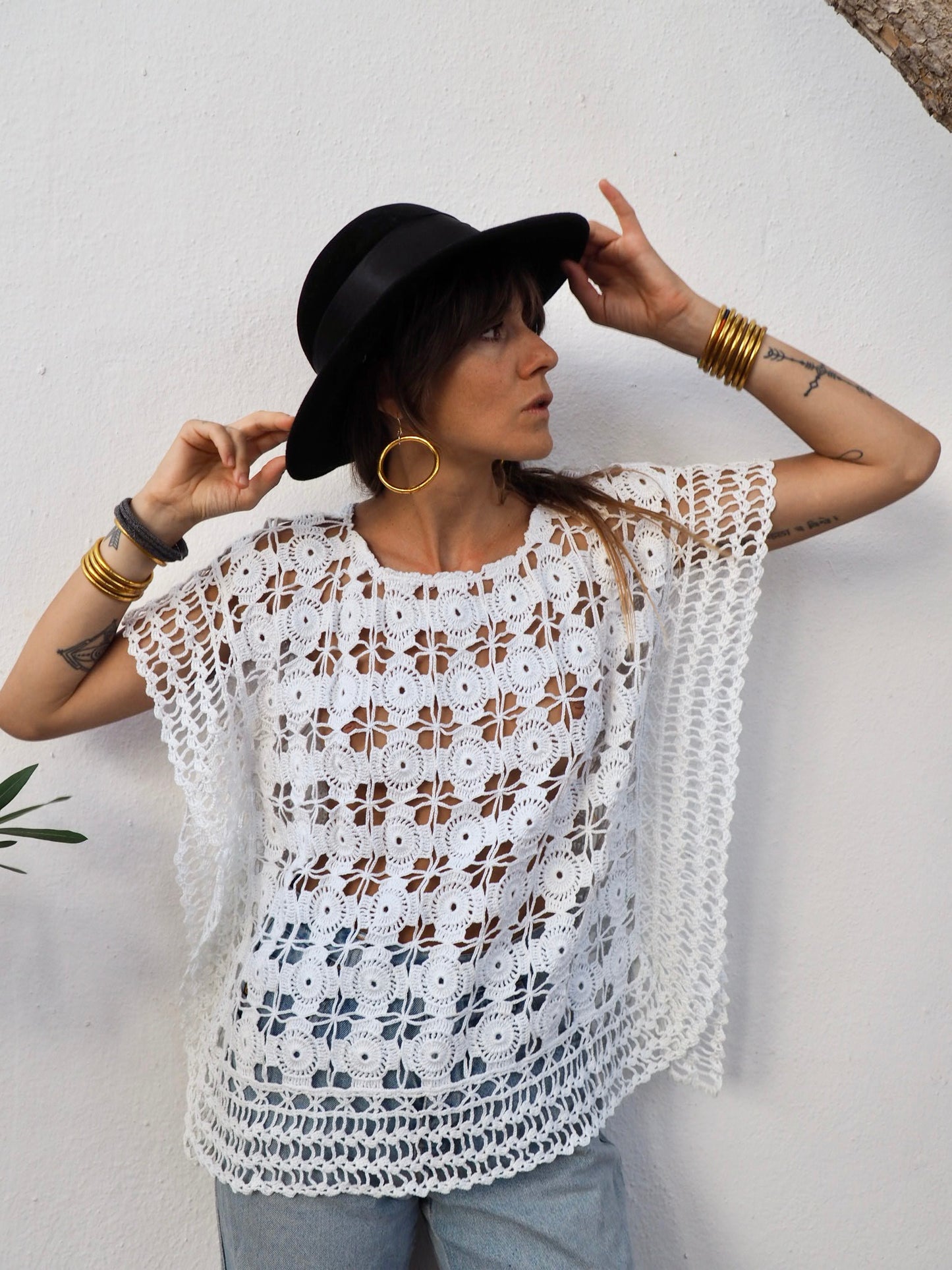 Amazing one off a kind white vintage crochet lace top up-cycled by Vagabond Ibiza