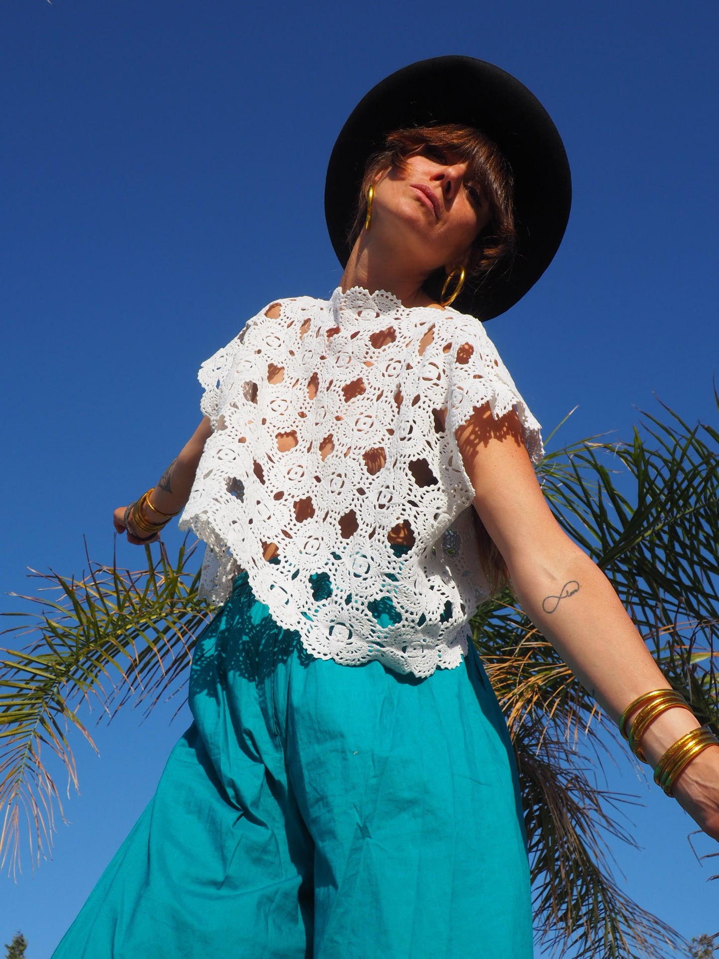 Antique vintage lace crochet up-cycled top by Vagabond Ibiza