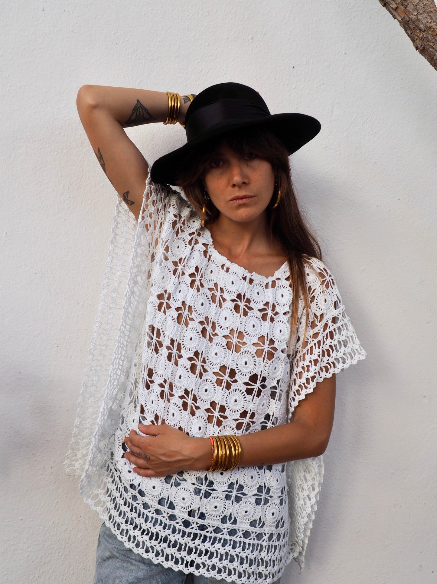 Amazing one off a kind white vintage crochet lace top up-cycled by Vagabond Ibiza