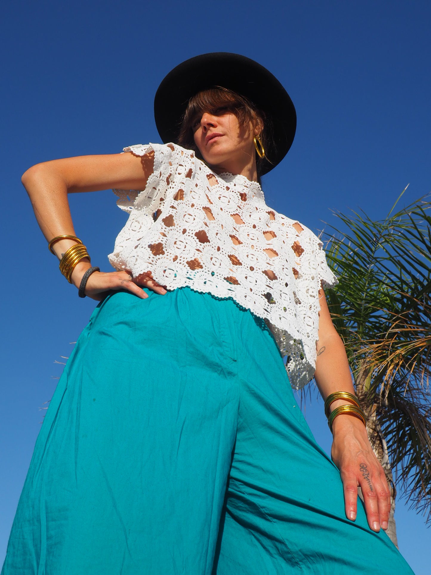 Antique vintage lace crochet up-cycled top by Vagabond Ibiza