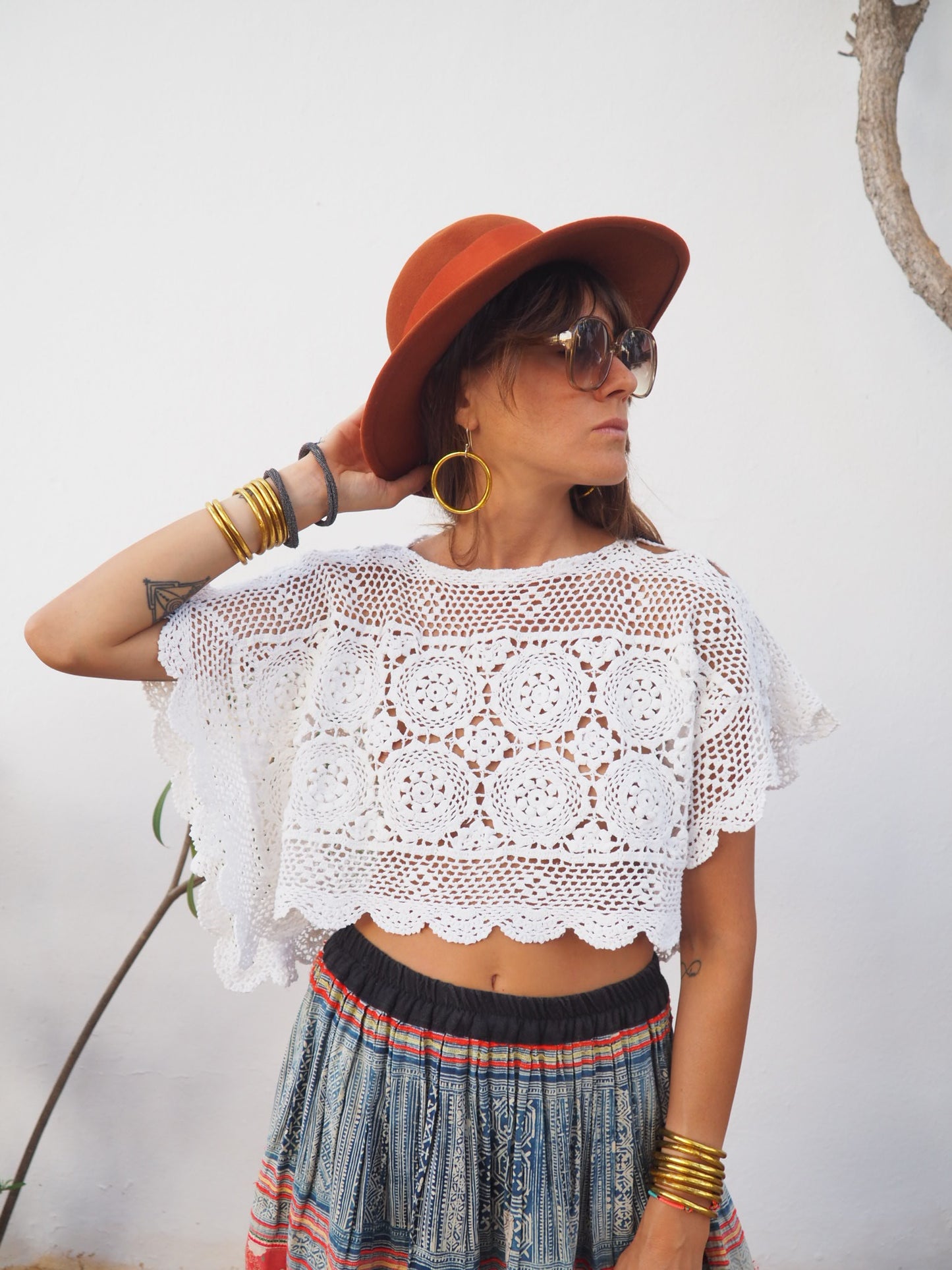 Amazing one off a kind white vintage crochet lace top up-cycled by Vagabond Ibiza