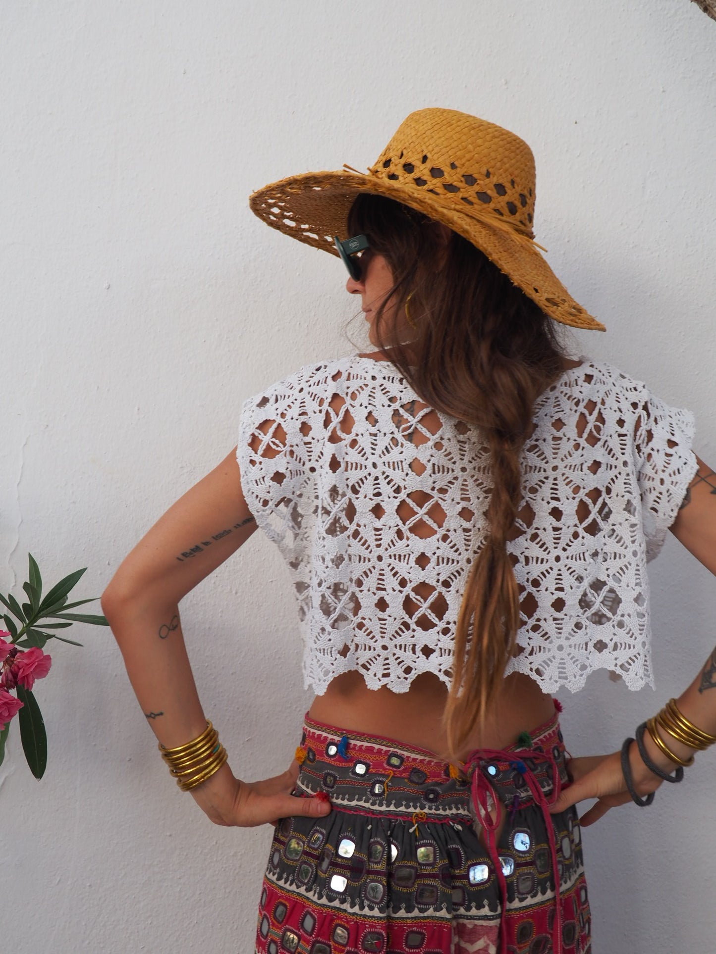 Amazing one off a kind white vintage crochet lace top up-cycled by Vagabond Ibiza