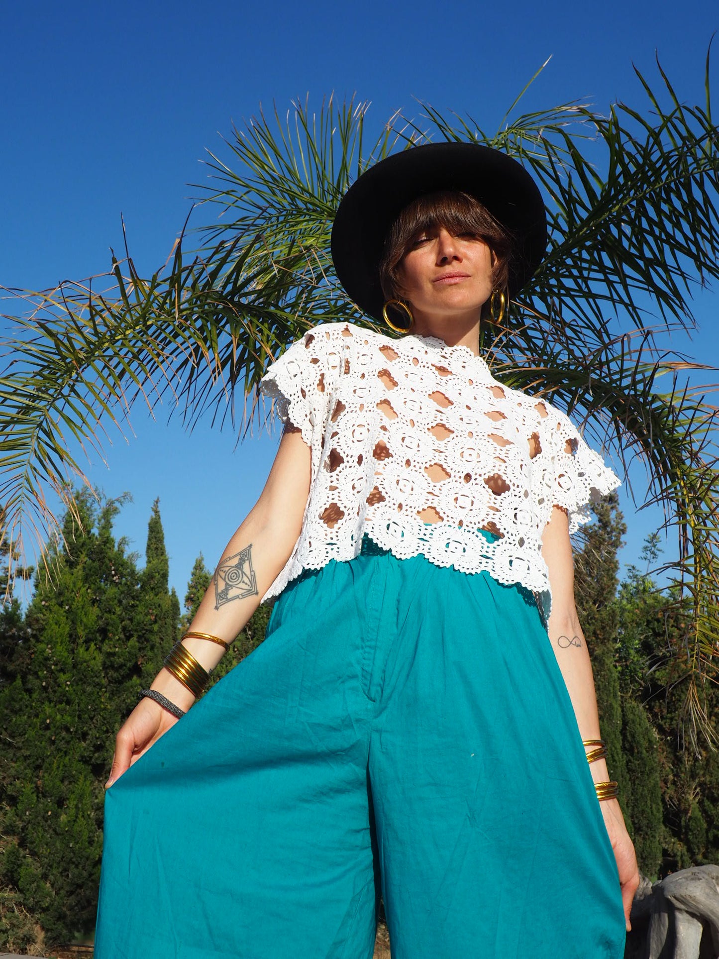 Antique vintage lace crochet up-cycled top by Vagabond Ibiza