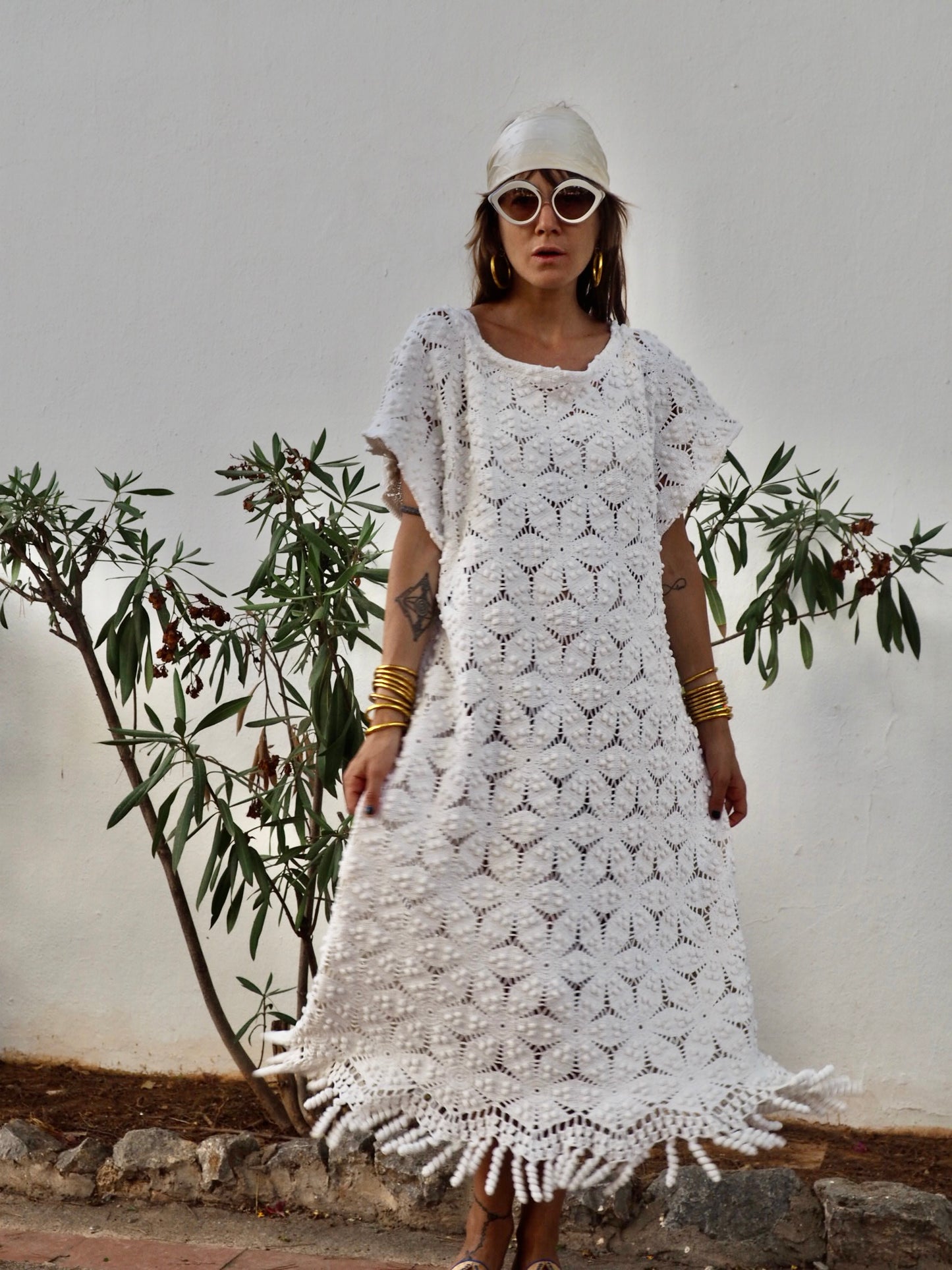 Amazing one off a kind white vintage crochet dress up-cycled by Vagabond Ibiza