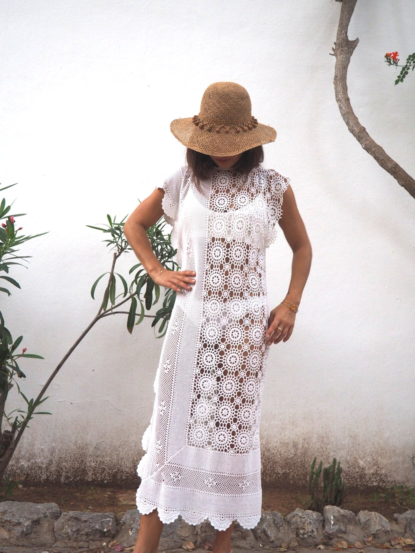 White 1960’s hand made crochet lace dress