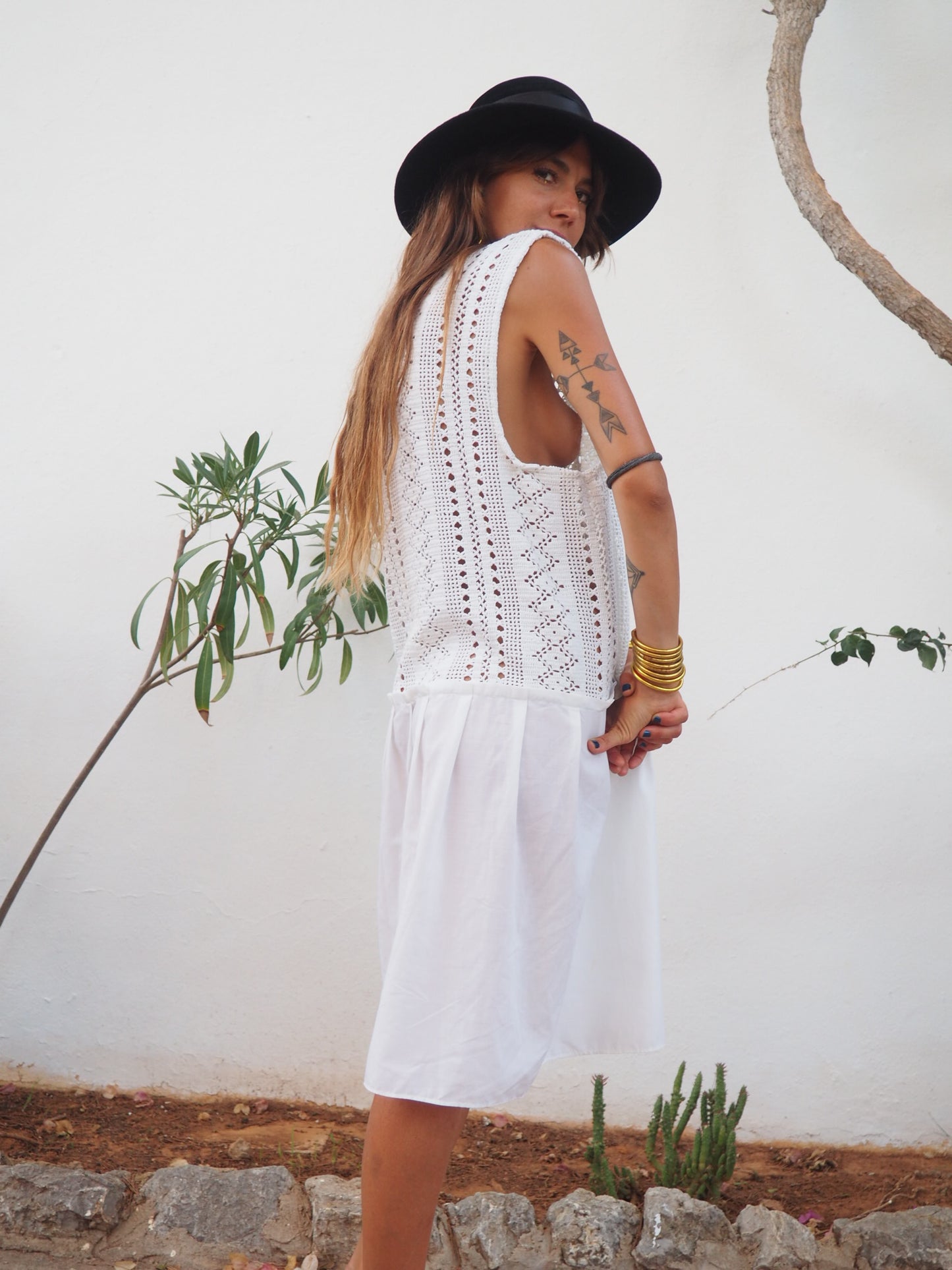 Amazing one off a kind white vintage crochet dress up-cycled by Vagabond Ibiza