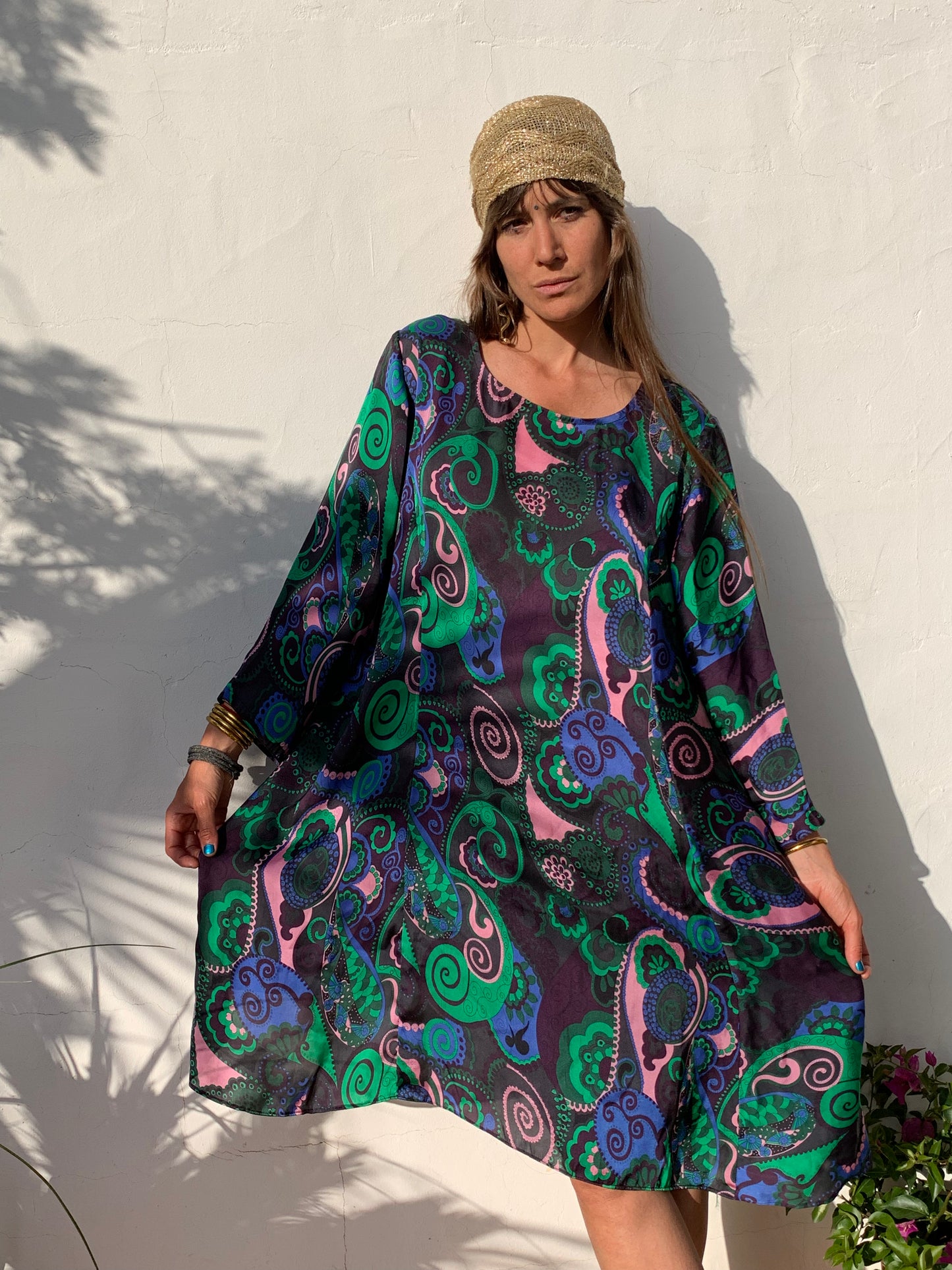 Vintage 1970’s printed dress with wide sleeves