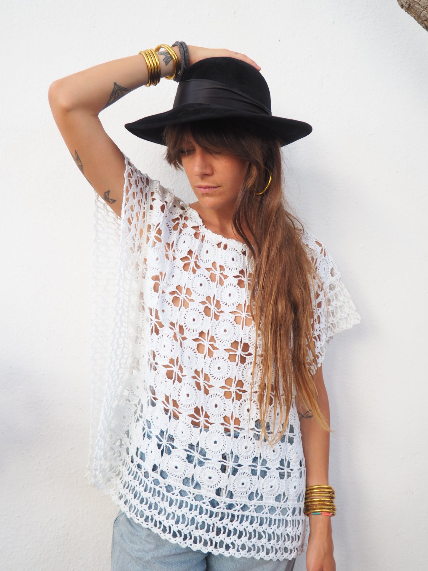 Amazing one off a kind white vintage crochet lace top up-cycled by Vagabond Ibiza