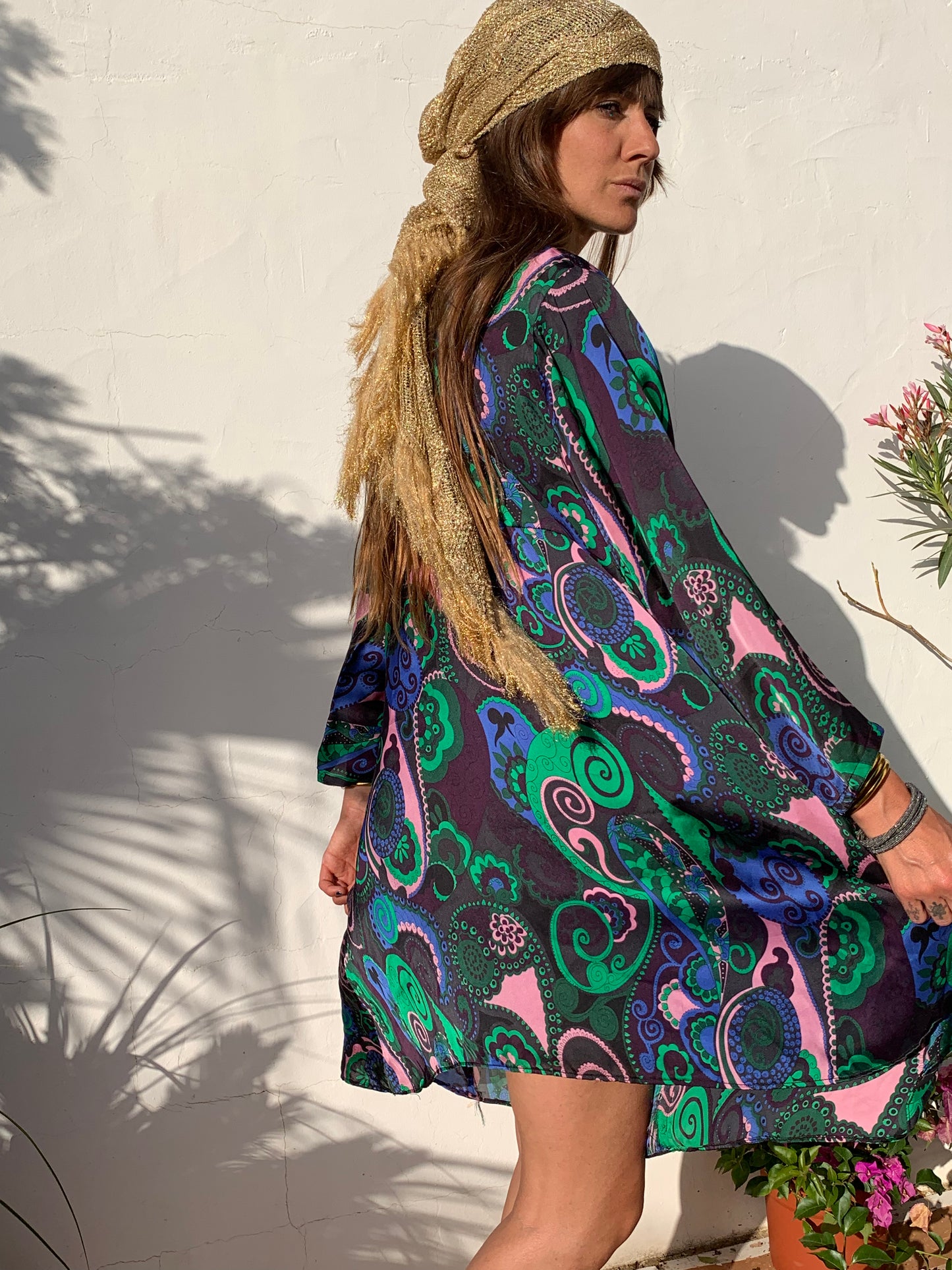 Vintage 1970’s printed dress with wide sleeves