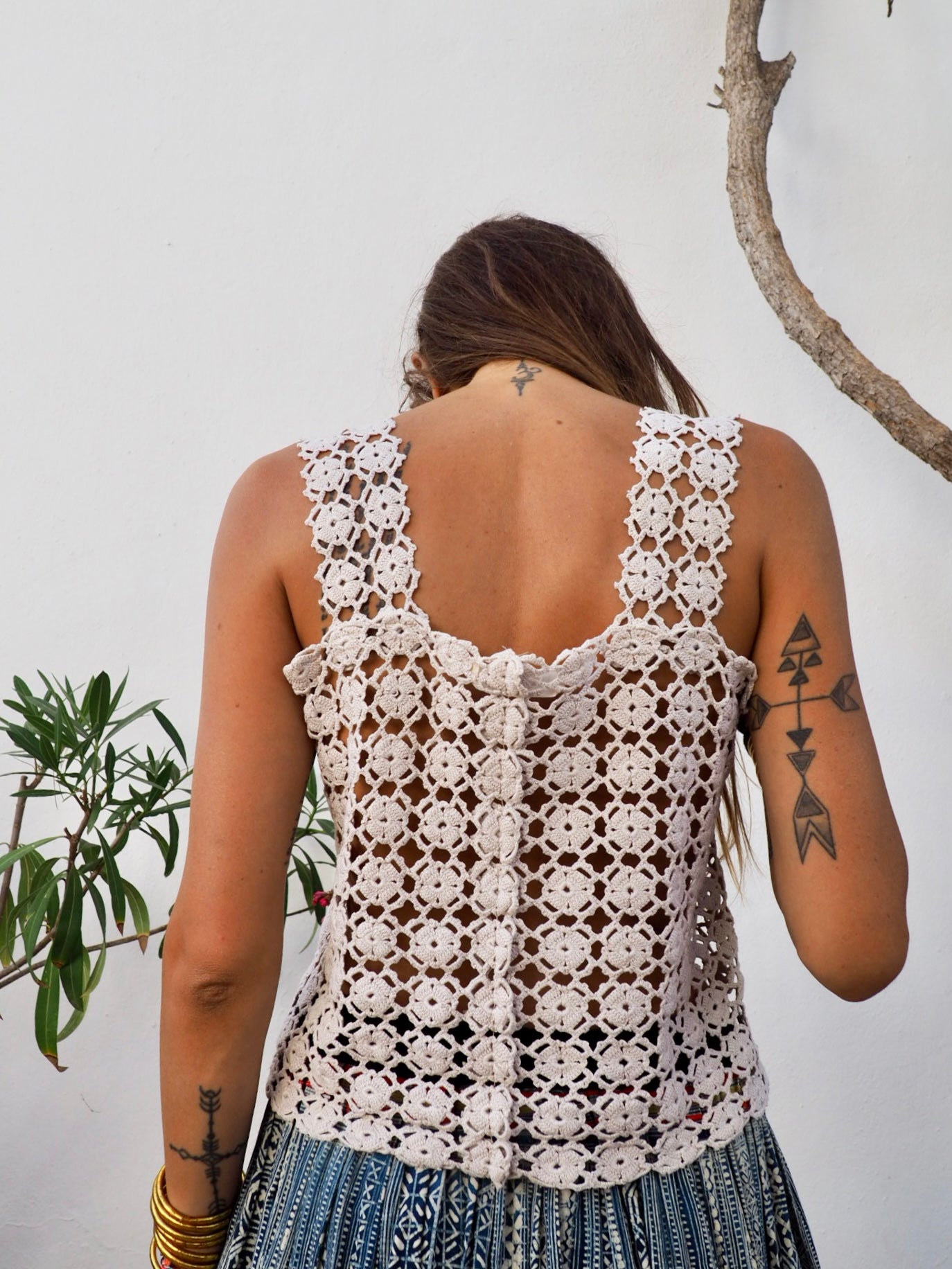 Amazing one off a kind cream vintage crochet lace top up-cycled by Vagabond Ibiza