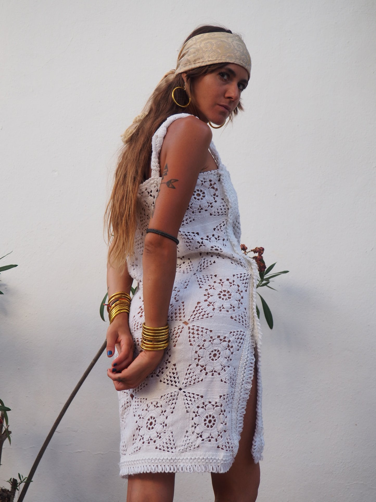 Amazing one off a kind white vintage crochet dress up-cycled by Vagabond Ibiza