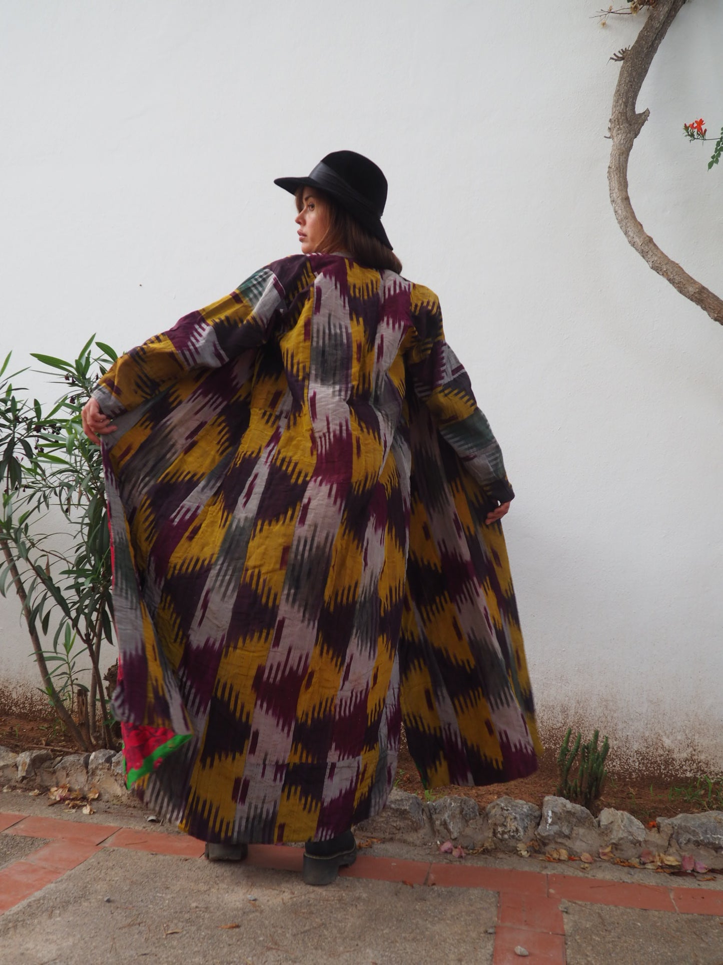 Amazing silk Uzbekistan hand woven Ikat ceremony jacket