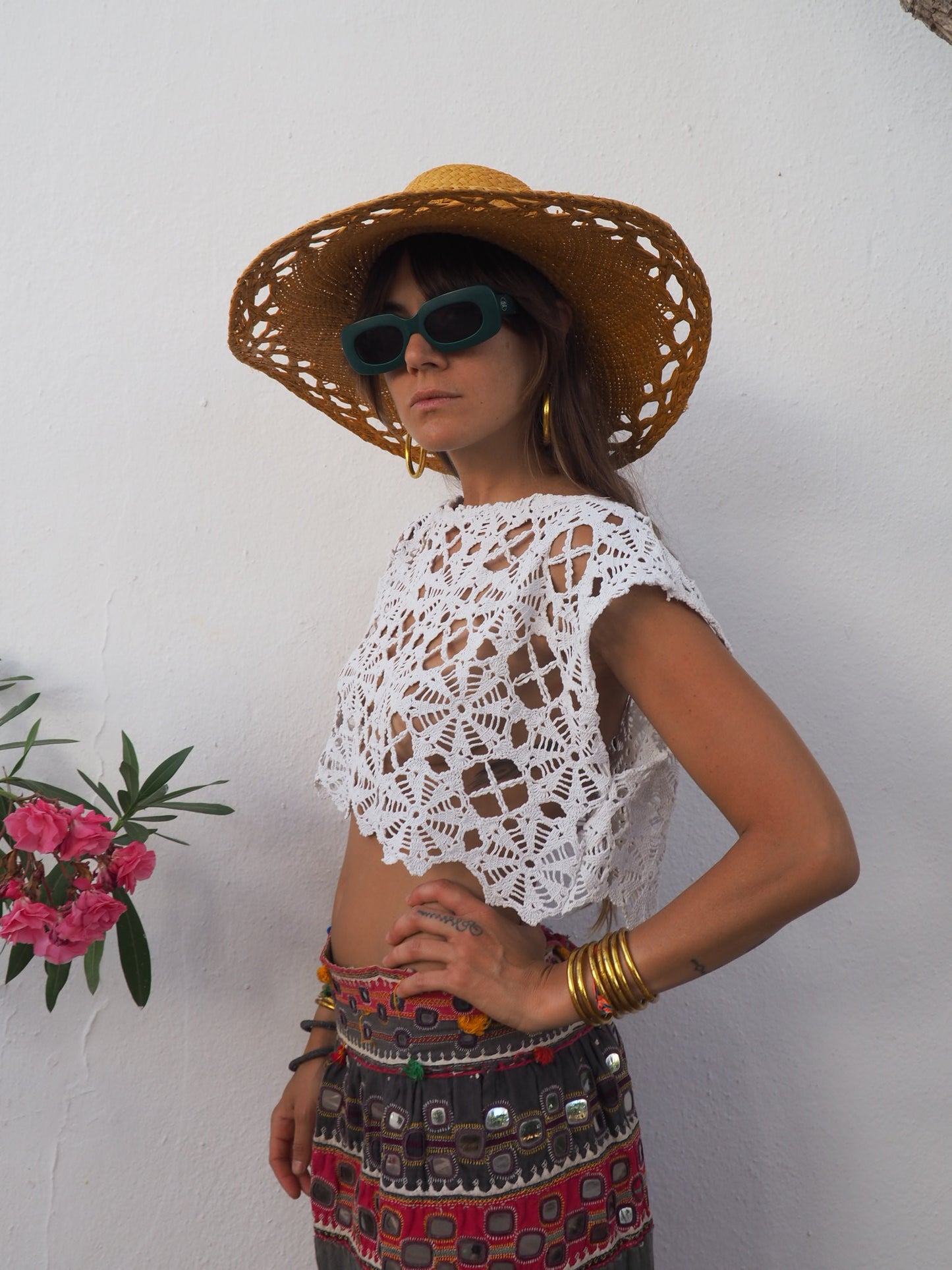 Amazing one off a kind white vintage crochet lace top up-cycled by Vagabond Ibiza