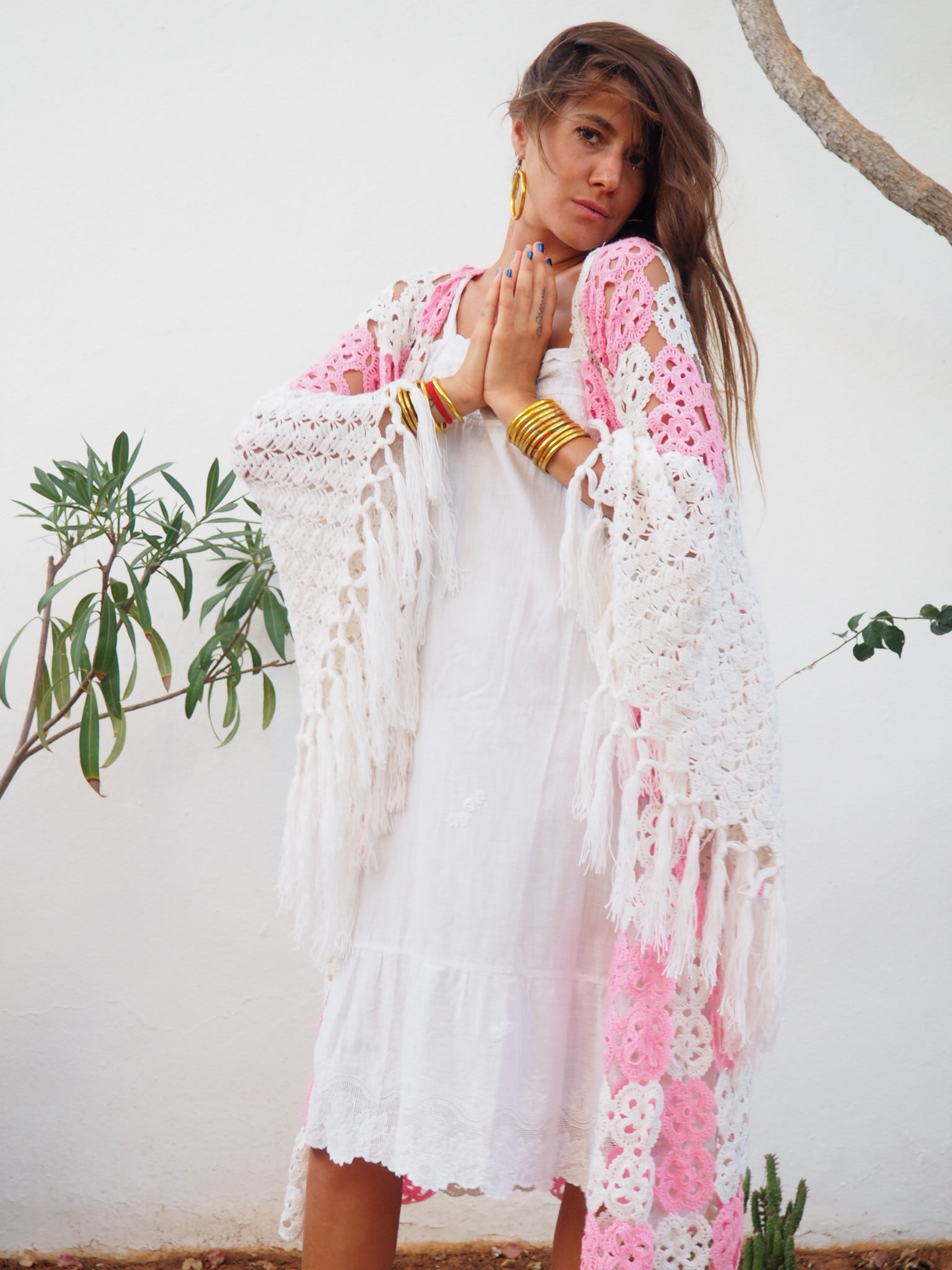 Amazing one of a kind up-cycled crochet kimono by Vagabond Ibiza