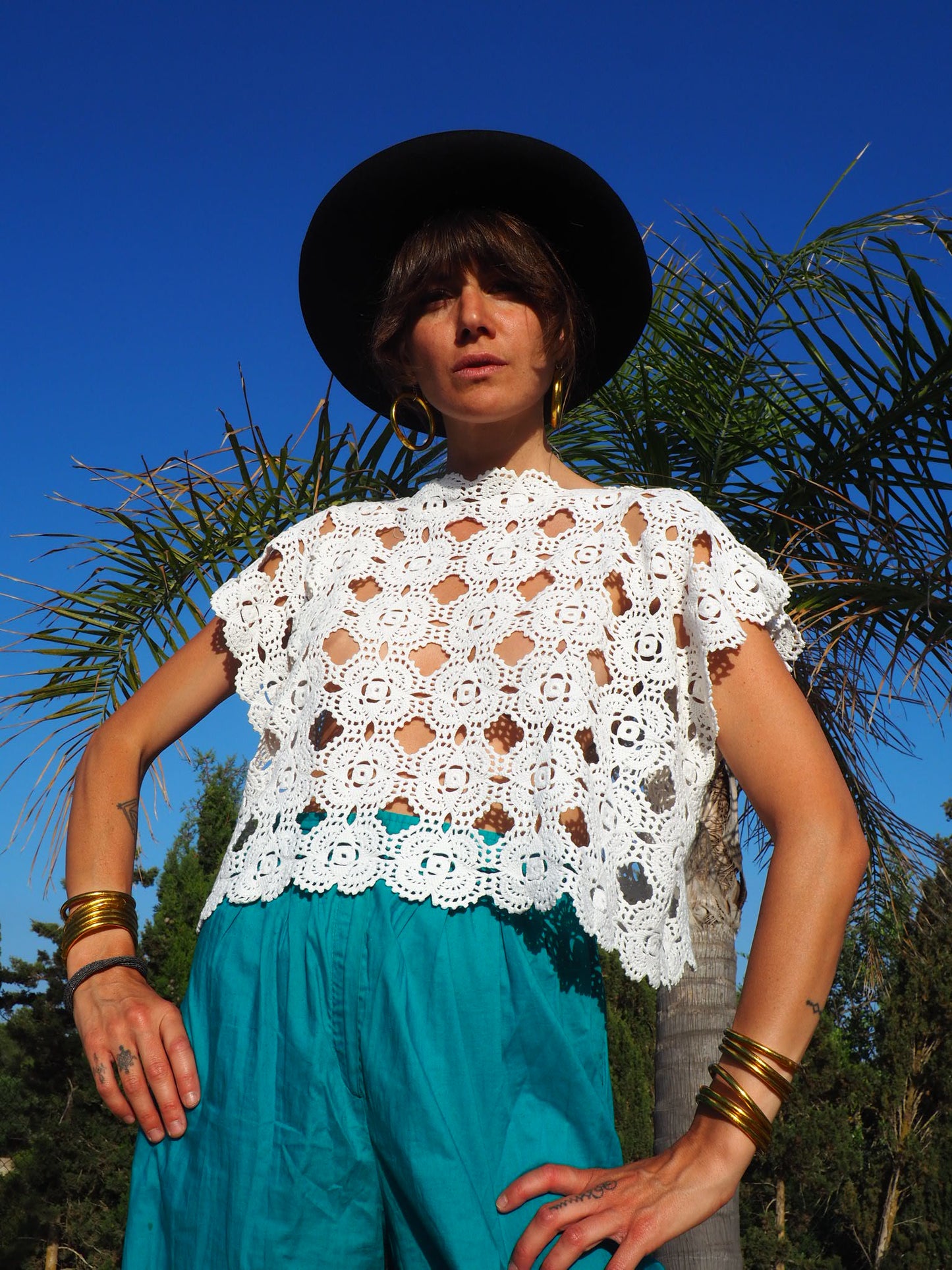 Antique vintage lace crochet up-cycled top by Vagabond Ibiza