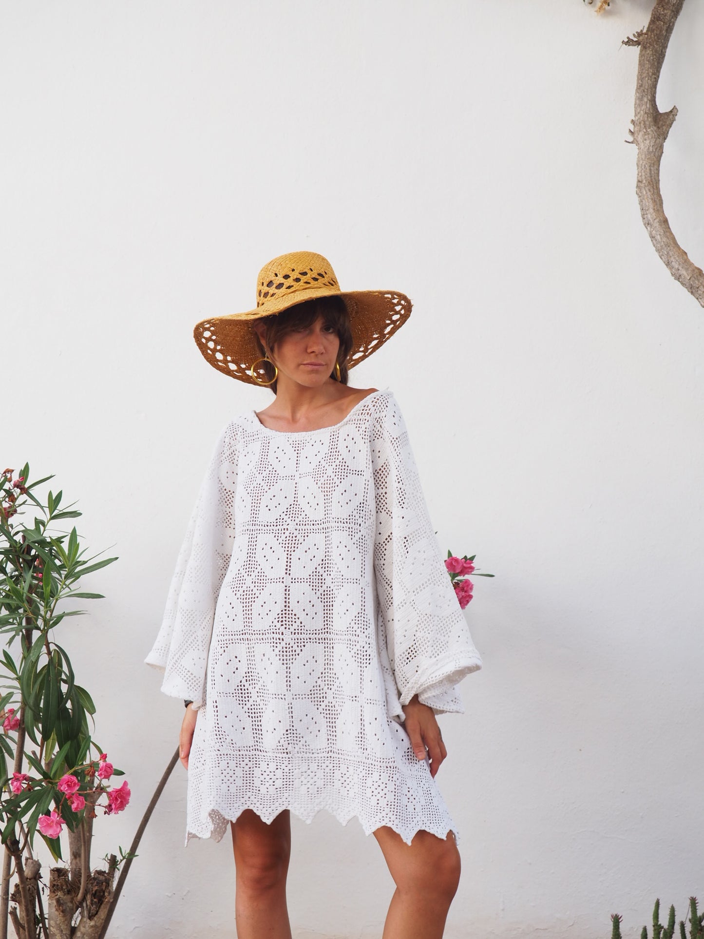 Amazing one off a kind white vintage crochet dress up-cycled by Vagabond Ibiza