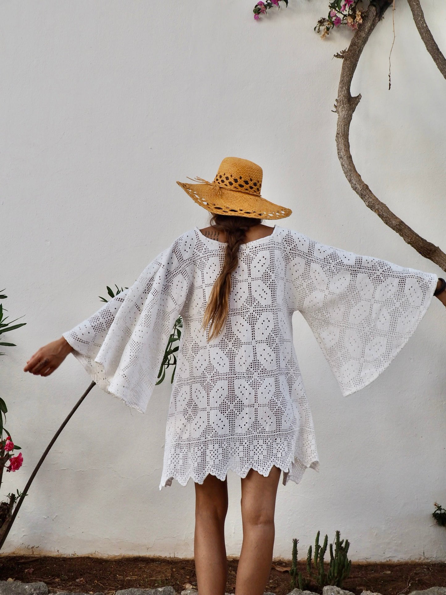 Amazing one off a kind white vintage crochet dress up-cycled by Vagabond Ibiza