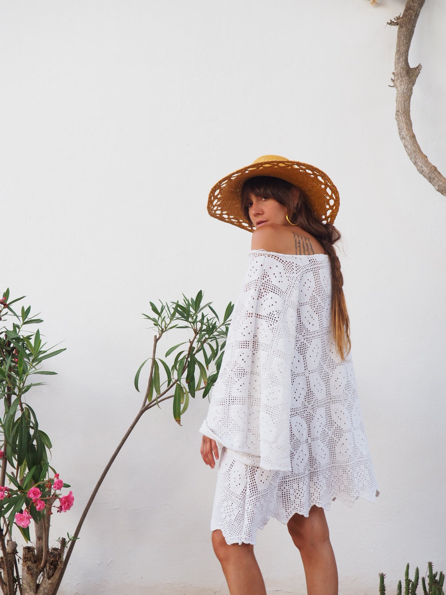 Amazing one off a kind white vintage crochet dress up-cycled by Vagabond Ibiza