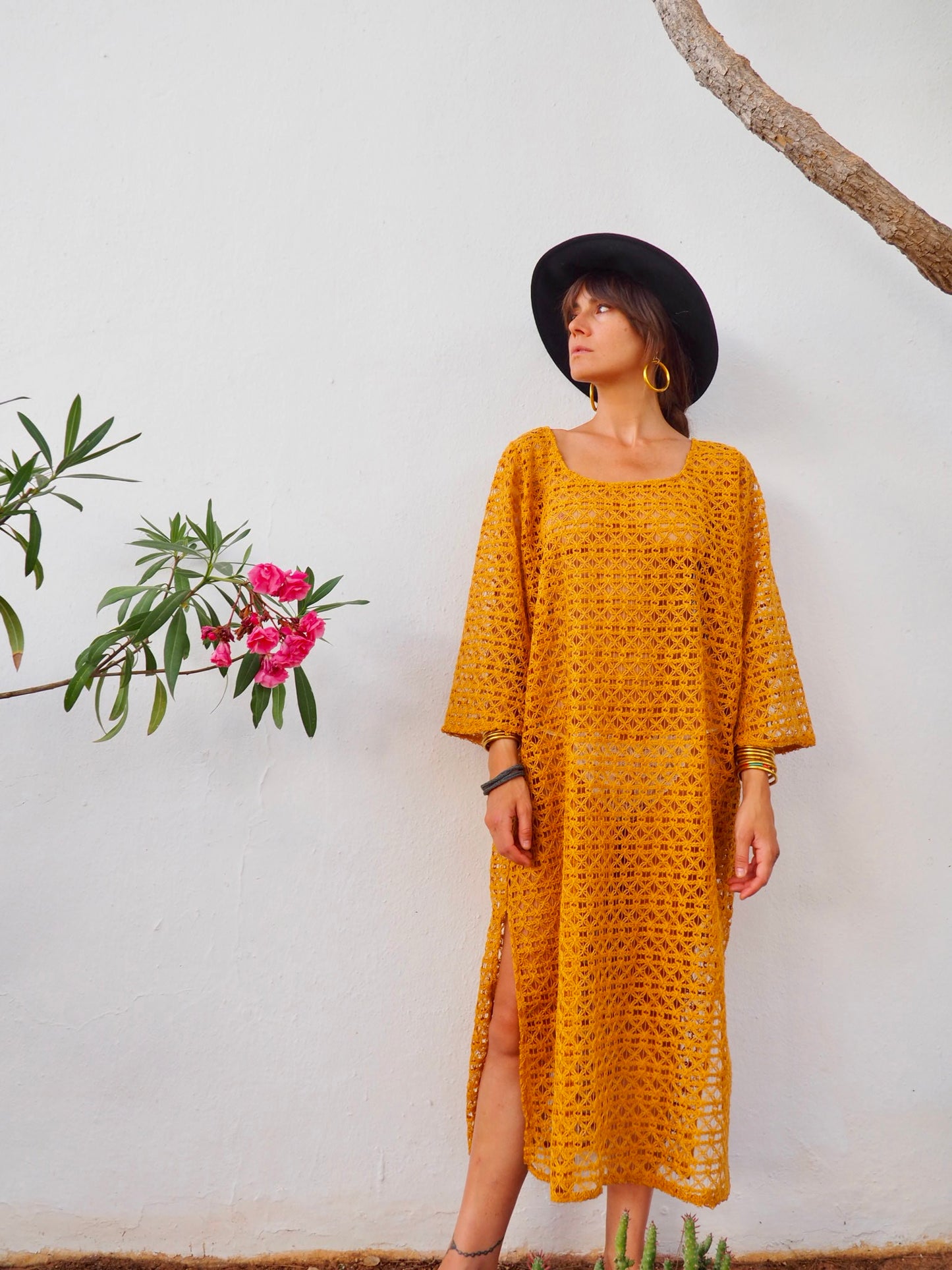 Vintage textiles dress up-cycled by Vagabond Ibiza