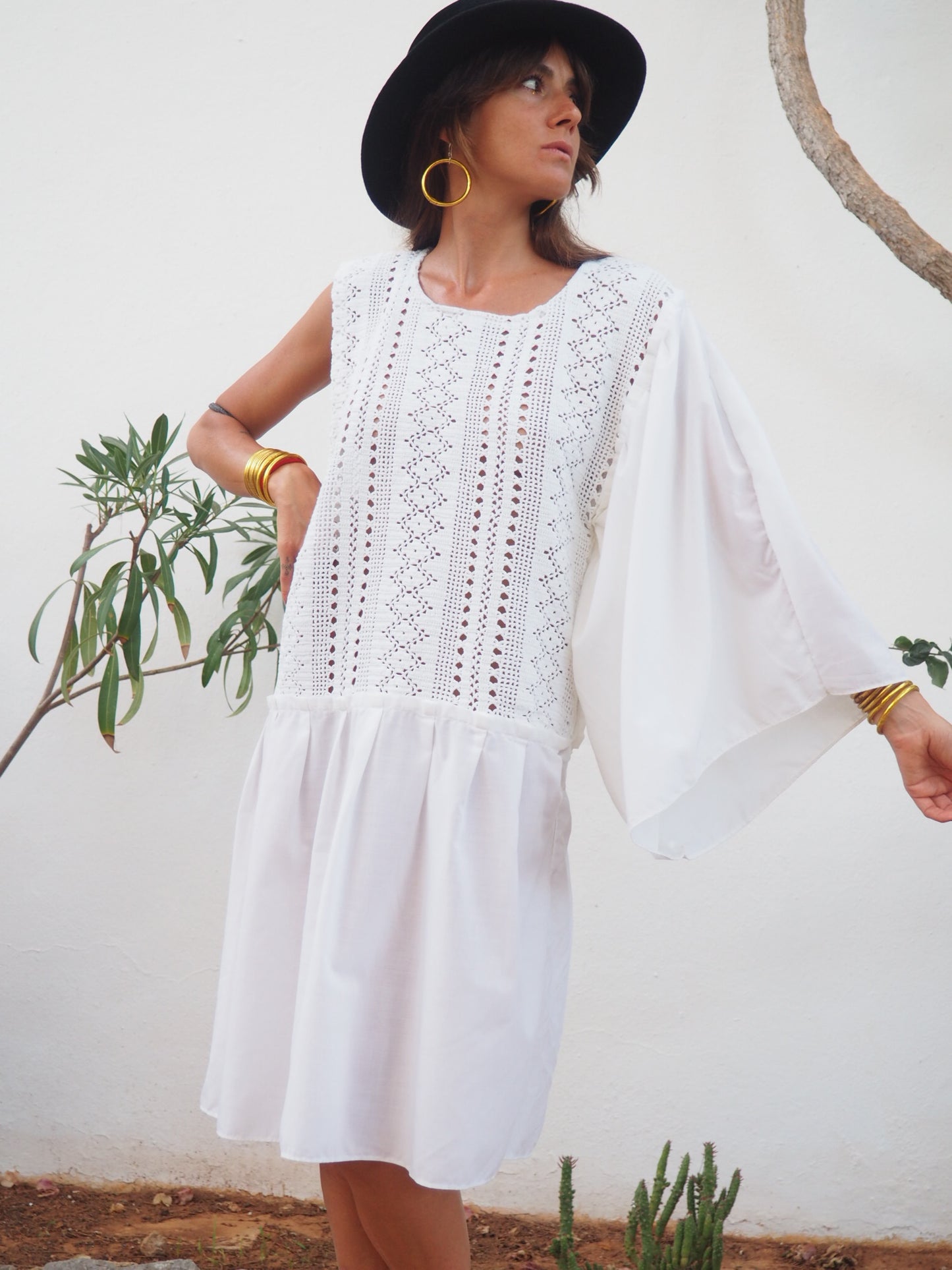 Amazing one off a kind white vintage crochet dress up-cycled by Vagabond Ibiza