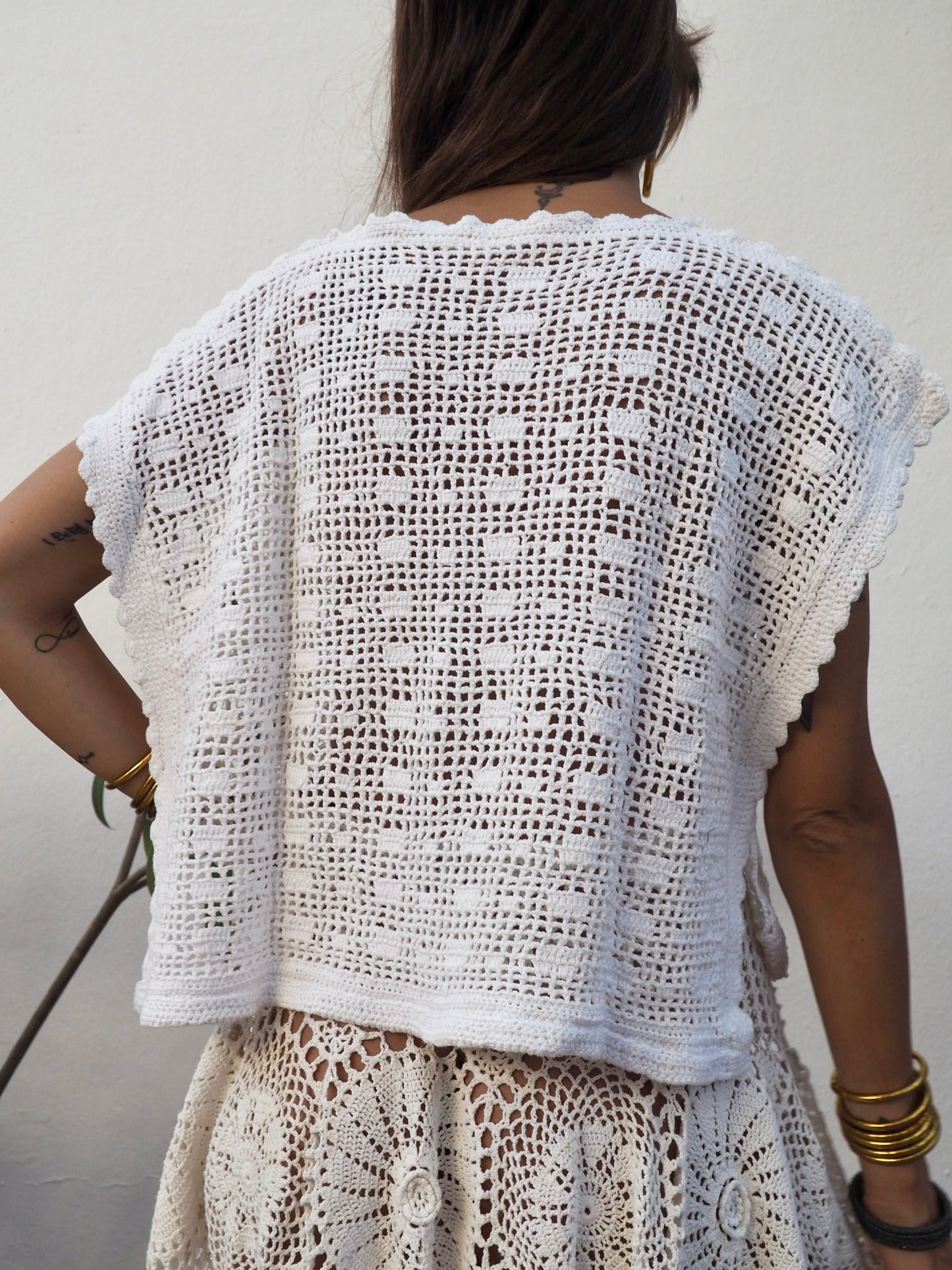 Amazing one off a kind white vintage crochet lace top up-cycled by Vagabond Ibiza