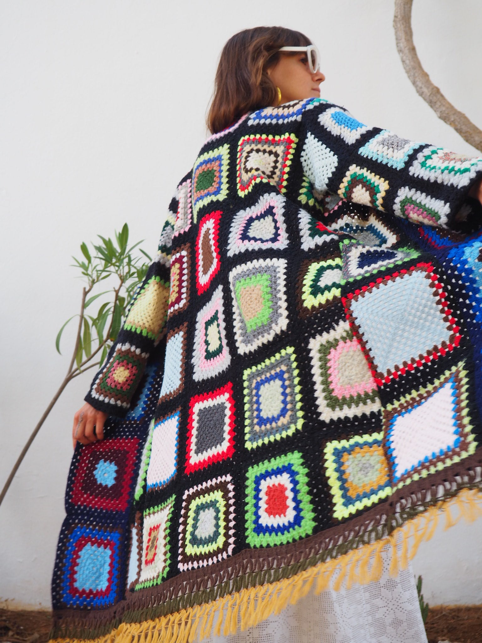 Vintage 1970’s Granny Square Crochet Up-cycled Jacket