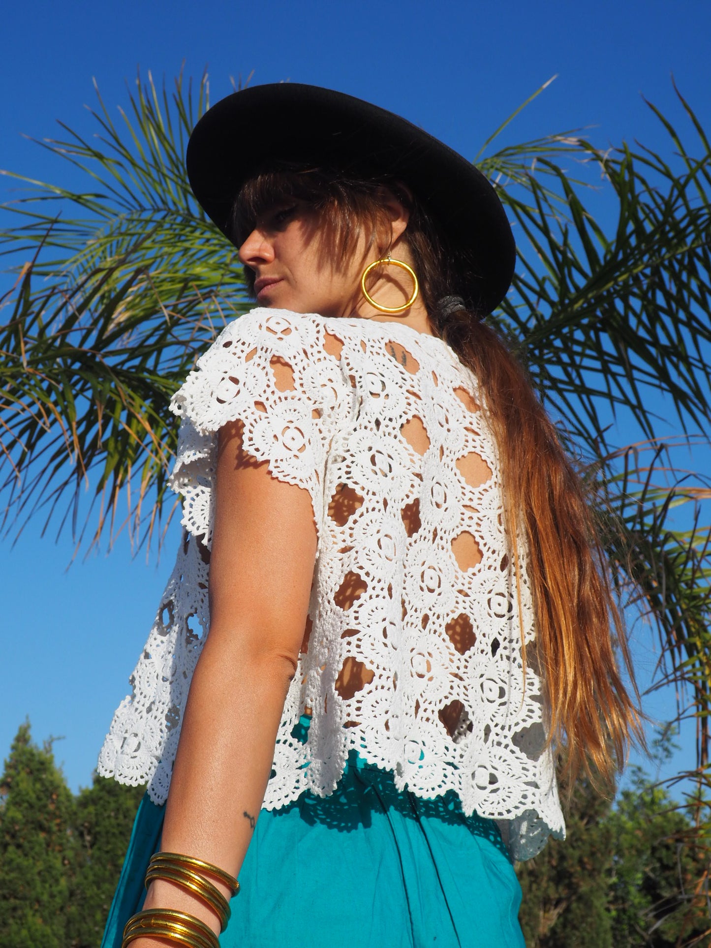 Antique vintage lace crochet up-cycled top by Vagabond Ibiza