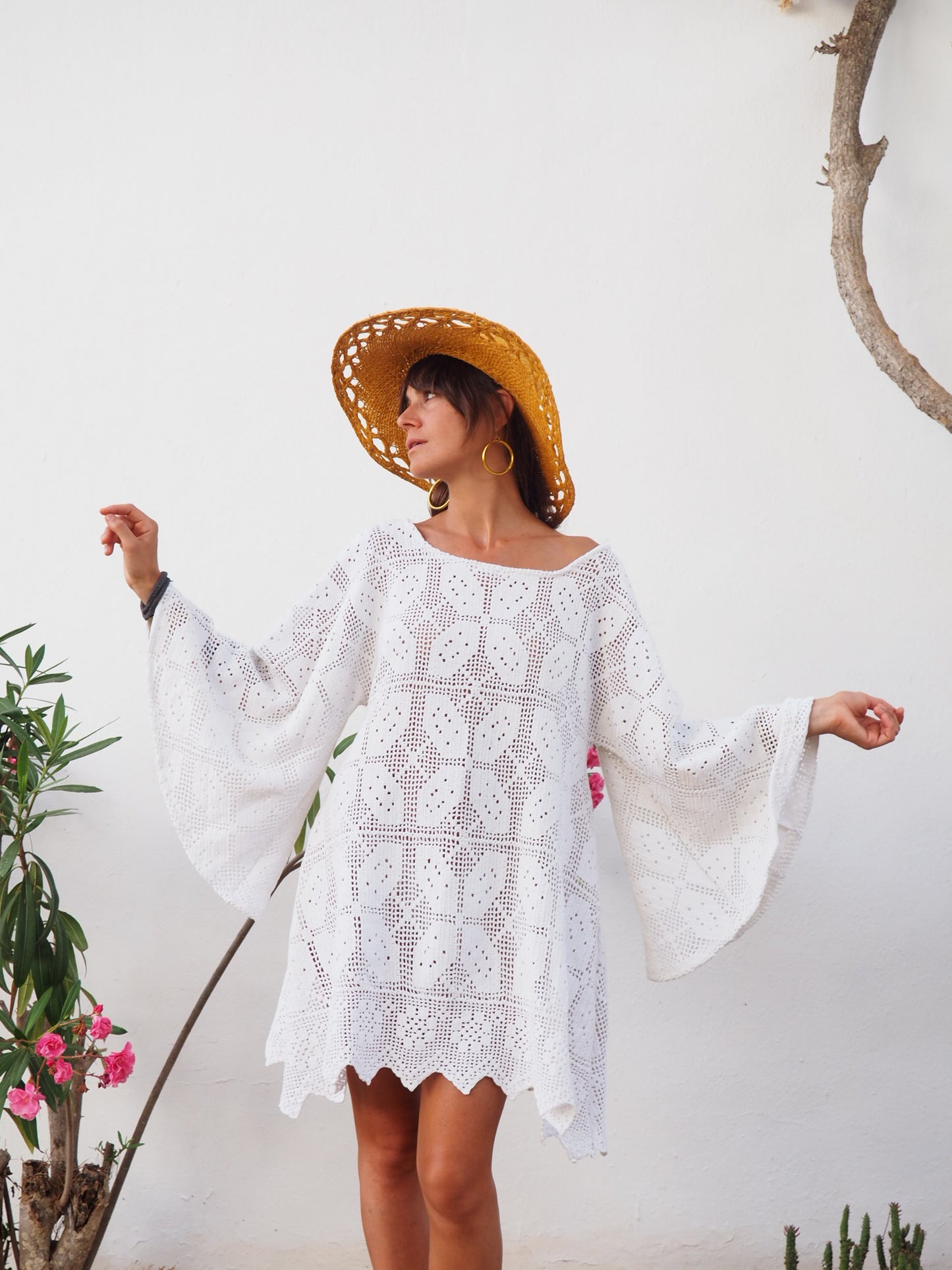 Amazing one off a kind white vintage crochet dress up-cycled by Vagabond Ibiza