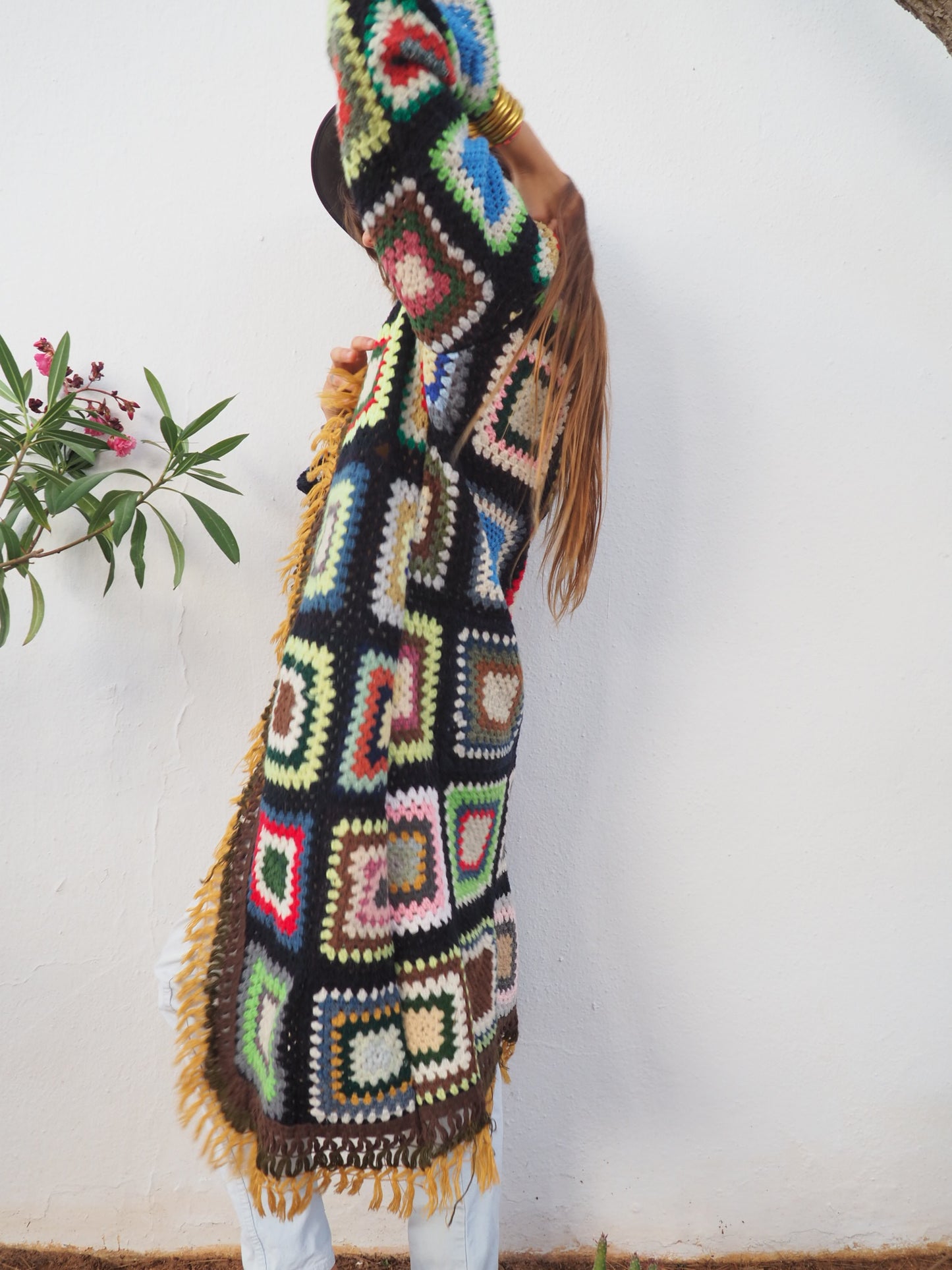 Vintage 1970’s granny square crochet jacket up-cycled by Vagabond Ibiza