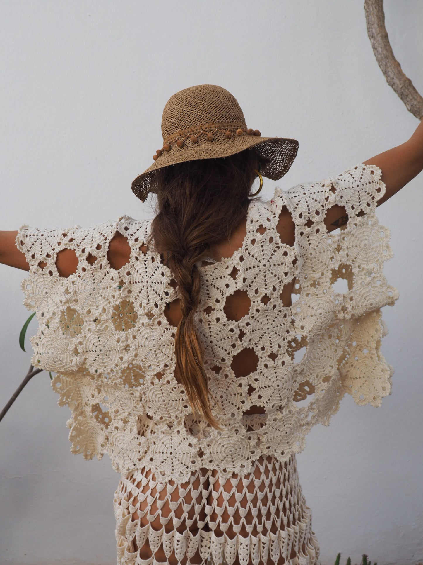 Amazing one of a kind cream vintage crochet lace top up-cycled by Vagabond Ibiza