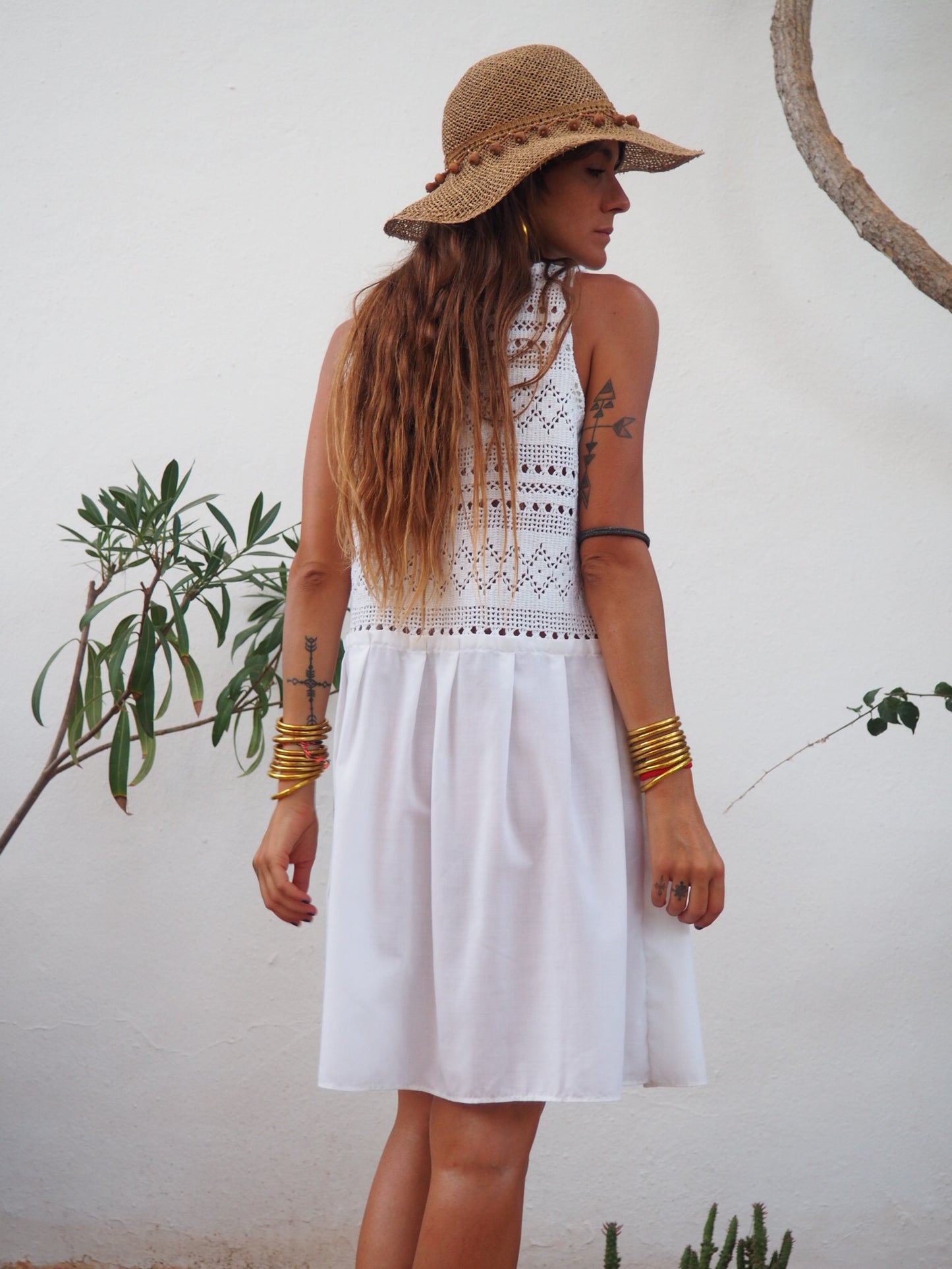 Amazing one off a kind white vintage crochet dress up-cycled by Vagabond Ibiza